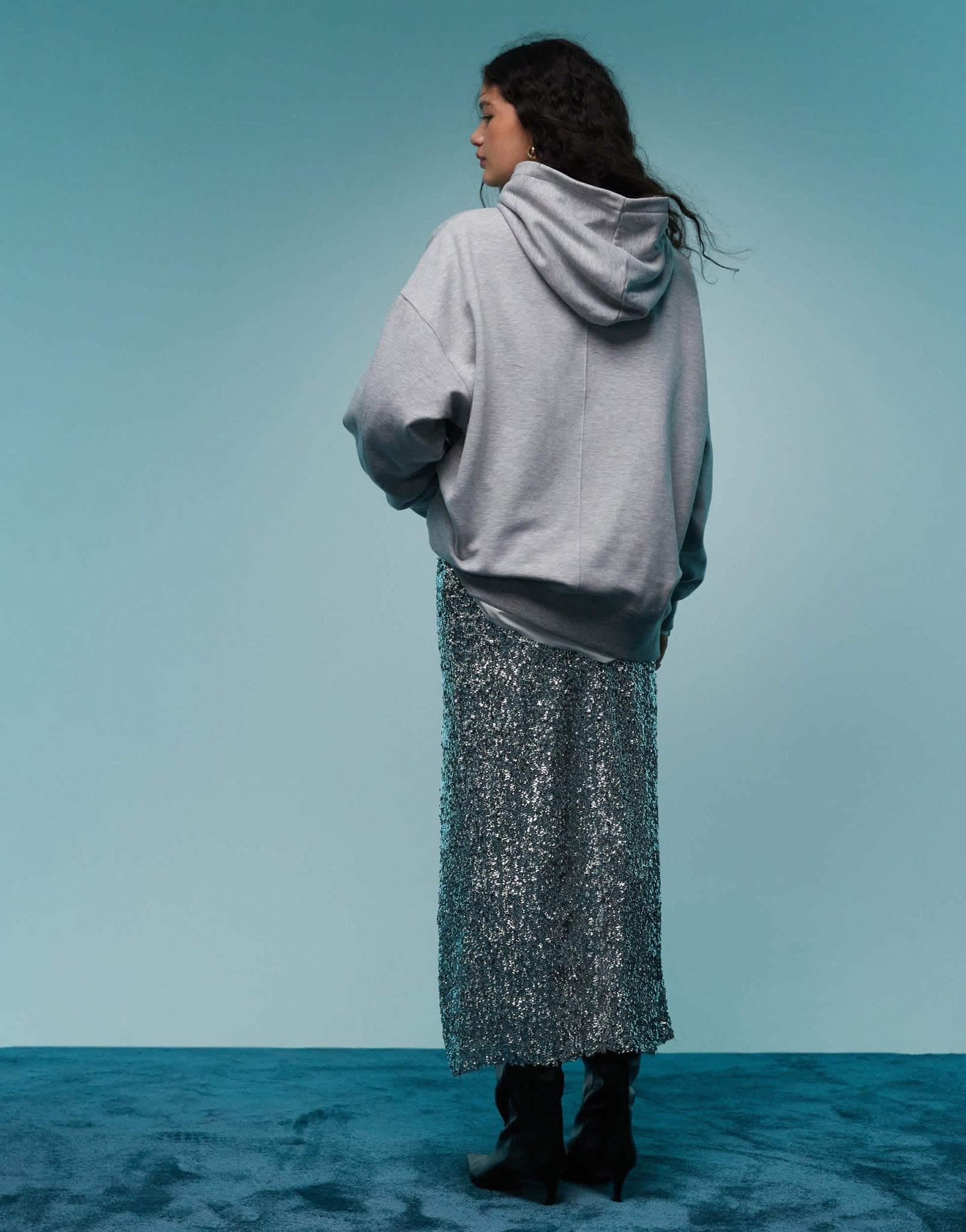 BIMBA Y LOLA split midaxi skirt in silver sequin - ASOS Sample Sale EU Store