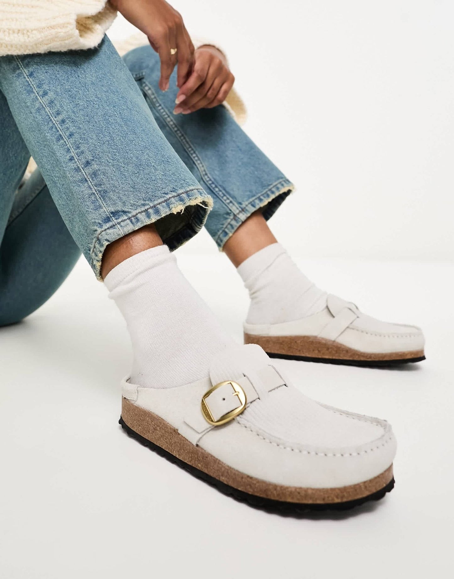 Birkenstock Buckley mules in white corduroy suede - ASOS Sample Sale EU Store
