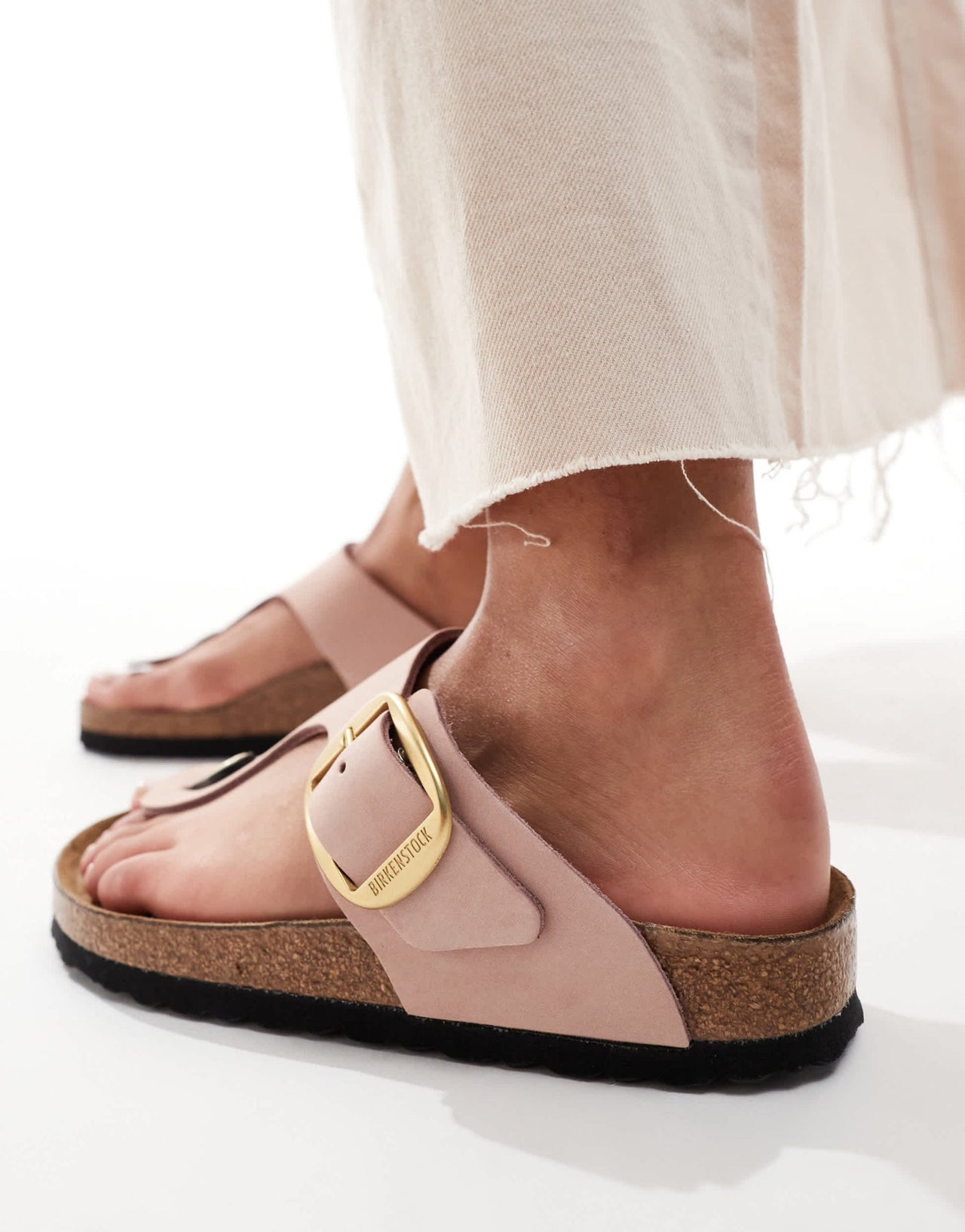 Birkenstock Gizeh big buckle sandals in pink nubuck leather - ASOS Sample Sale EU Store