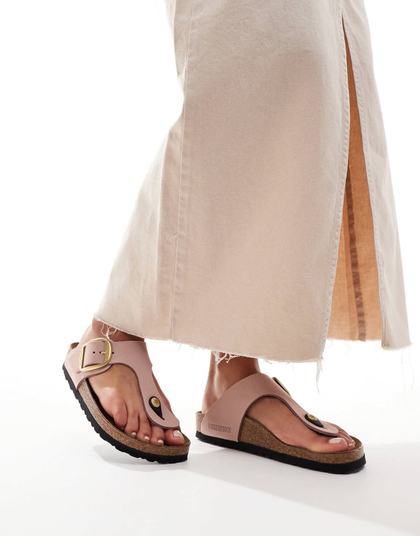 Birkenstock Gizeh big buckle sandals in pink nubuck leather - ASOS Sample Sale EU Store