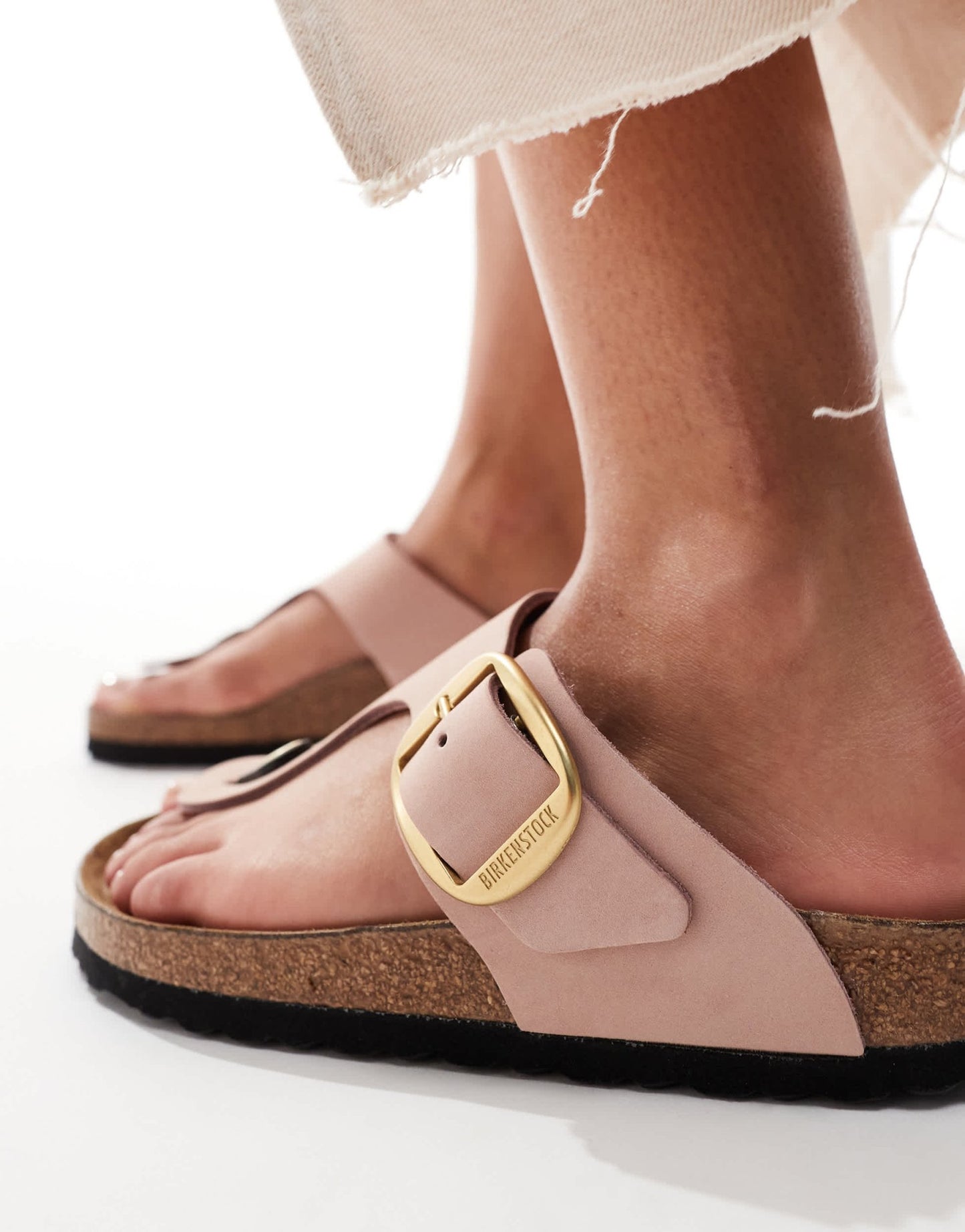 Birkenstock Gizeh big buckle sandals in pink nubuck leather - ASOS Sample Sale EU Store