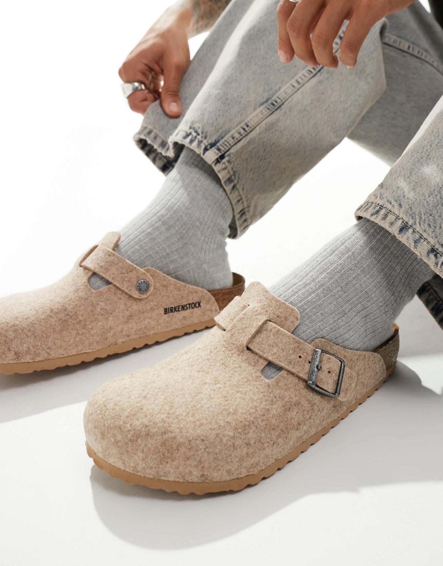 Birkenstock unisex Boston clogs in stone wool - ASOS Sample Sale EU Store