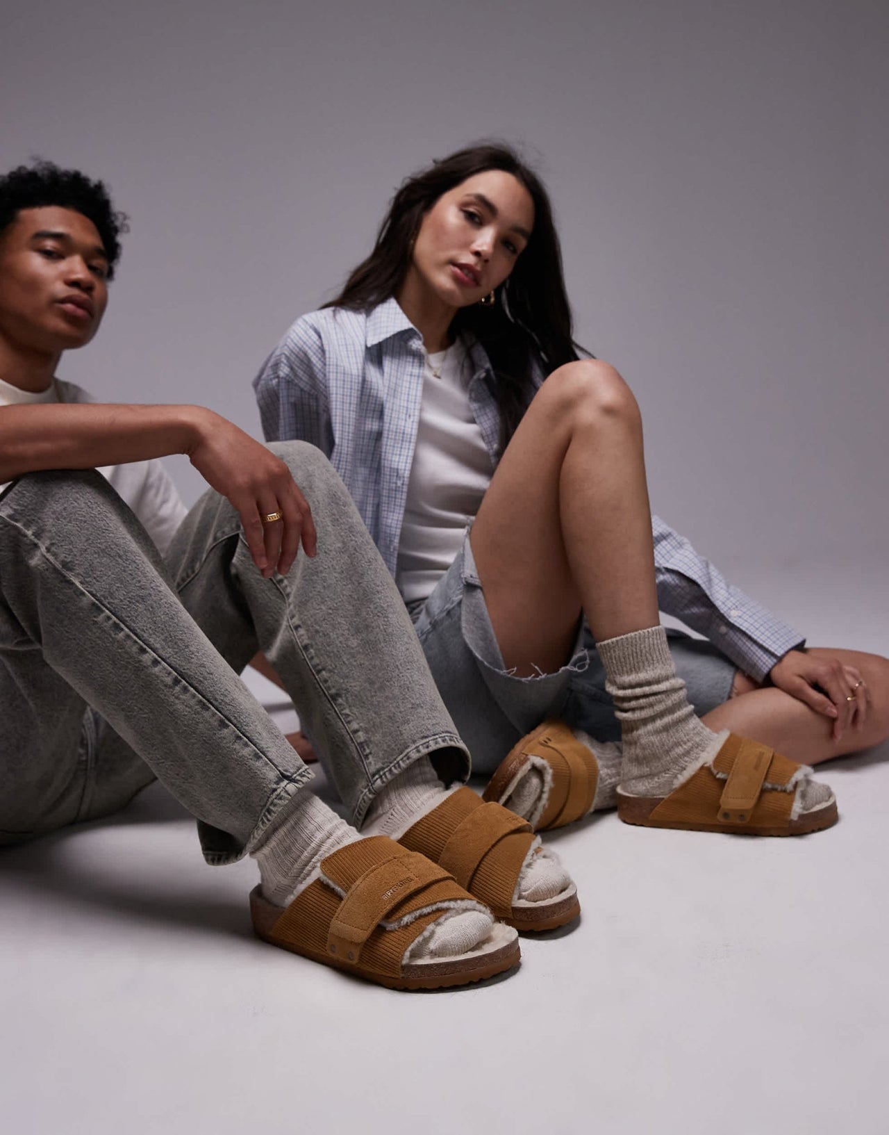 Birkenstock Unisex Kyoto shearling sandals in brown - ASOS Sample Sale EU Store