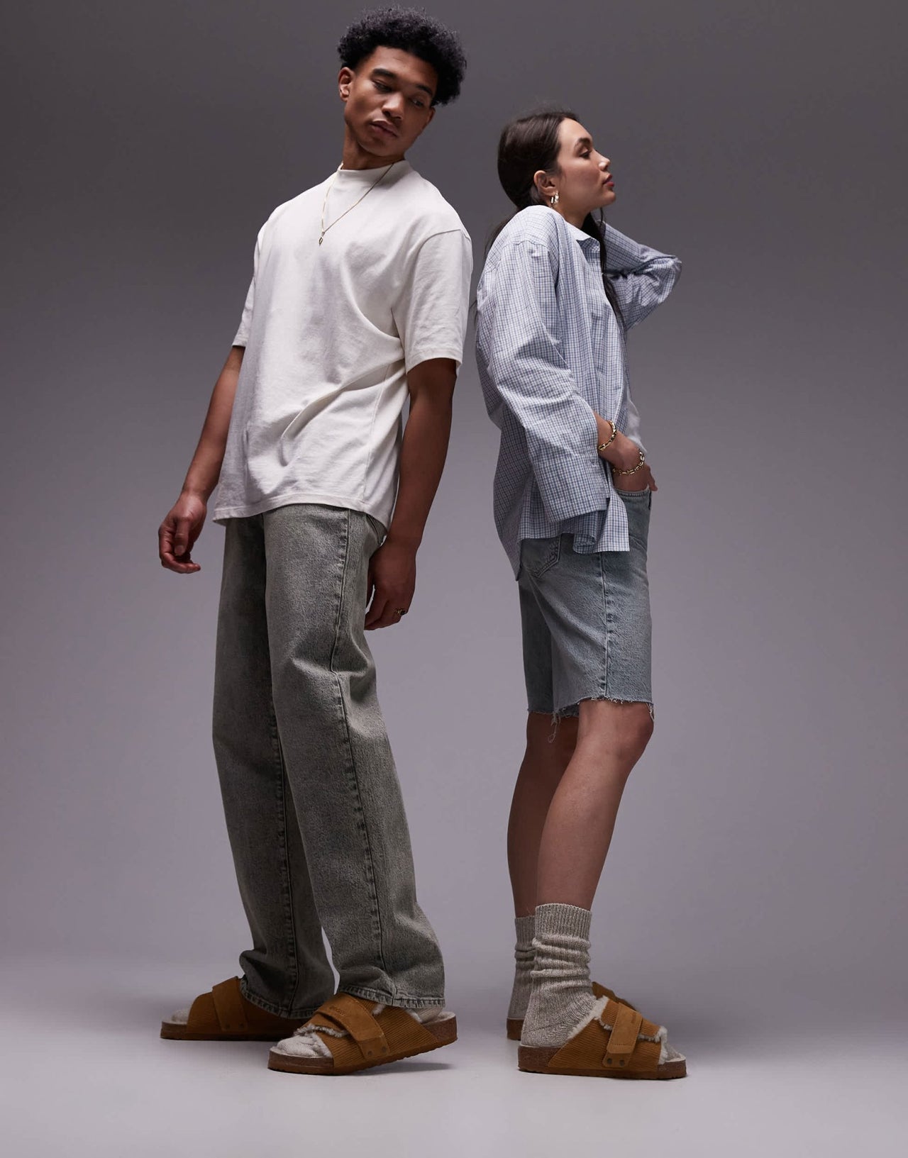 Birkenstock Unisex Kyoto shearling sandals in brown - ASOS Sample Sale EU Store