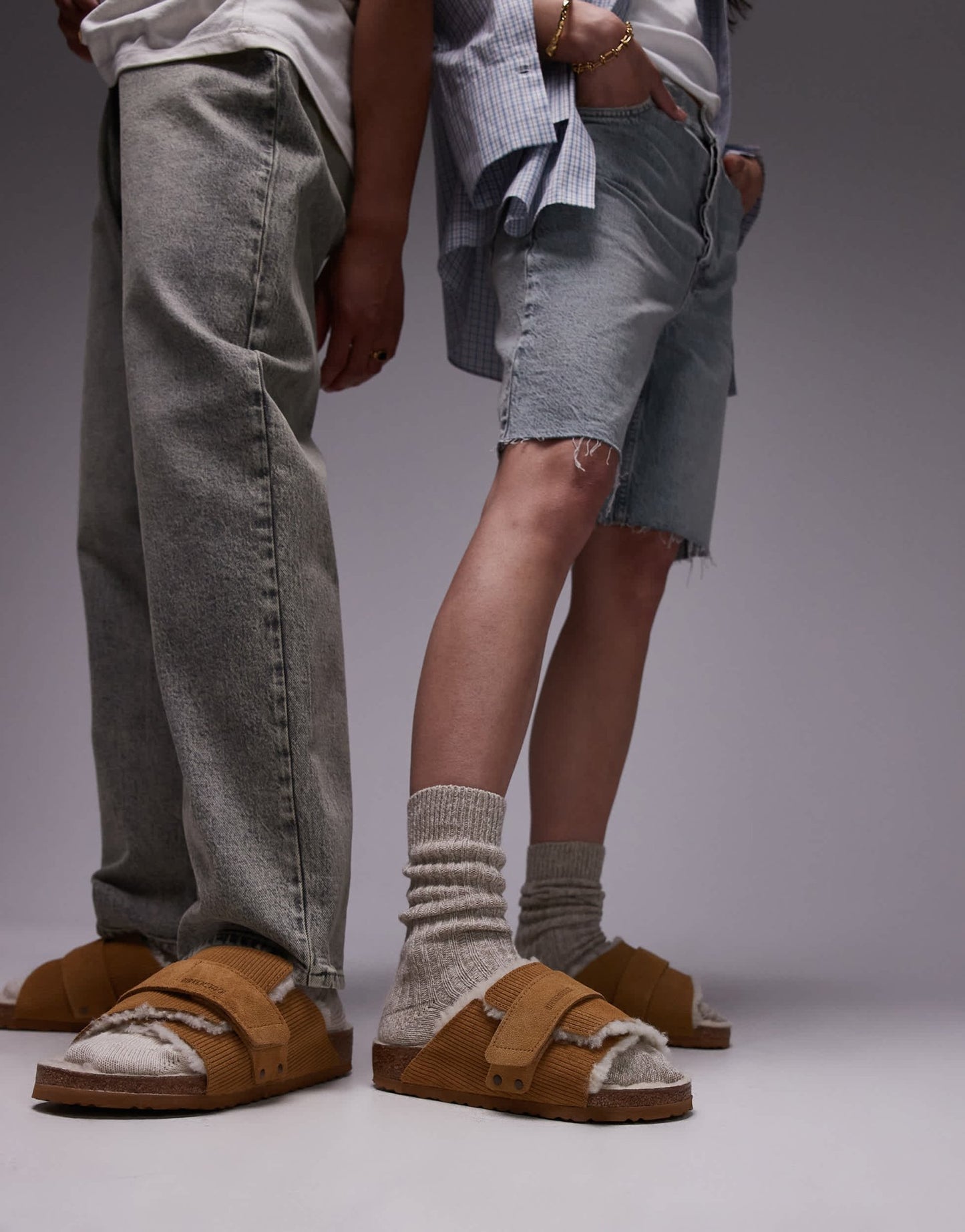 Birkenstock Unisex Kyoto shearling sandals in brown - ASOS Sample Sale EU Store