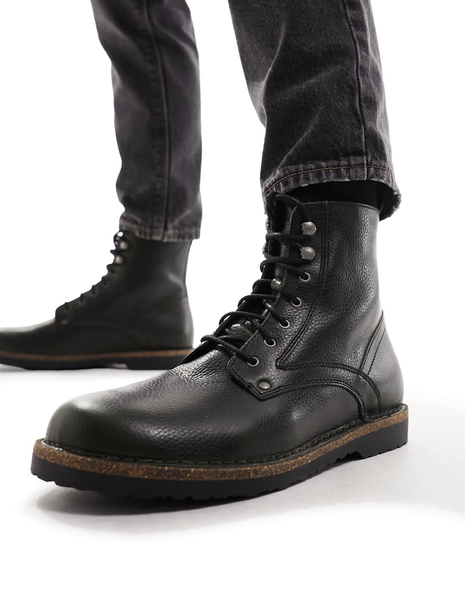 Birkestock Bryson lace up boots in black leather - ASOS Sample Sale EU Store