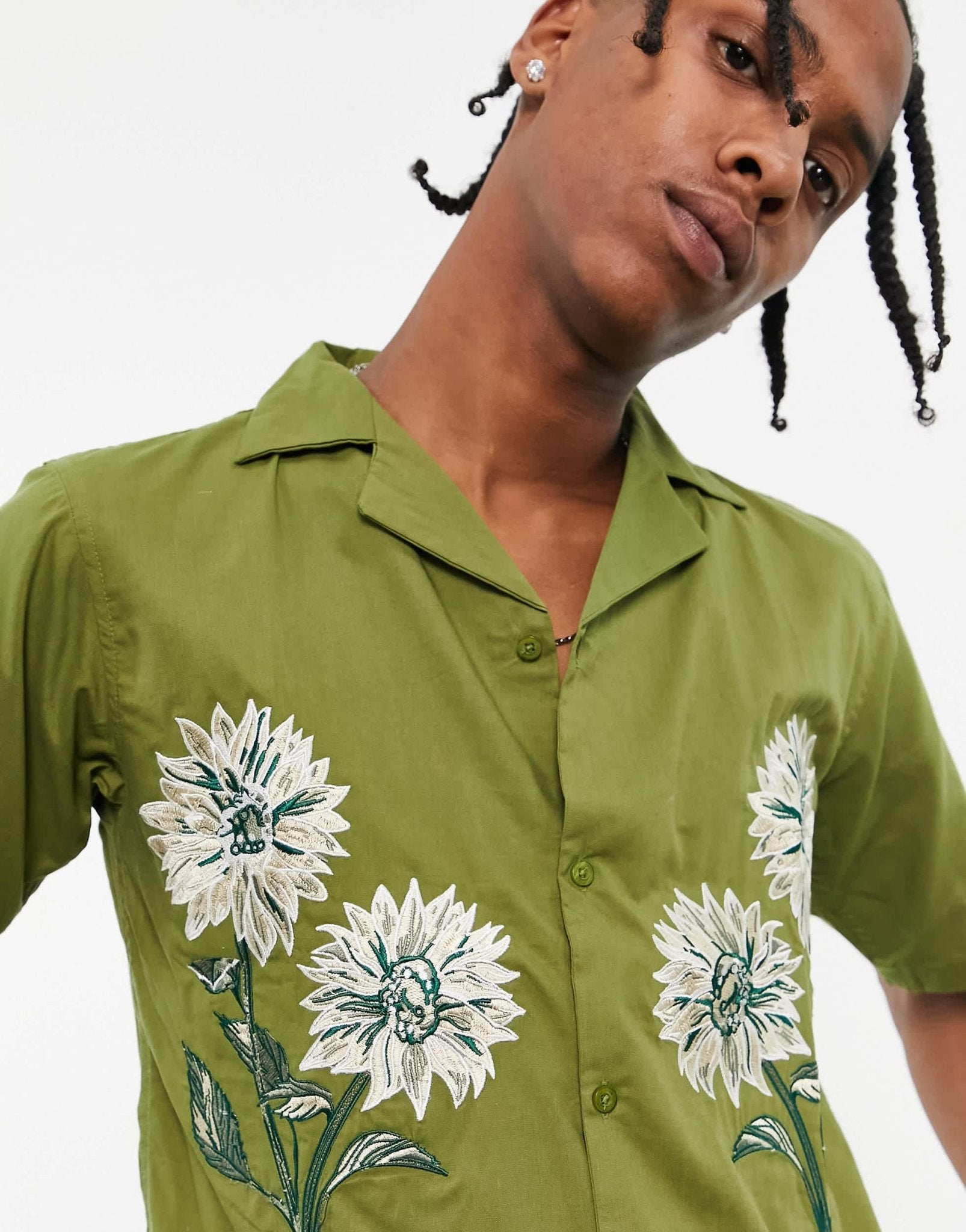 Bolongaro Trevor deep revere collare shirt in khaki - ASOS Sample Sale EU Store