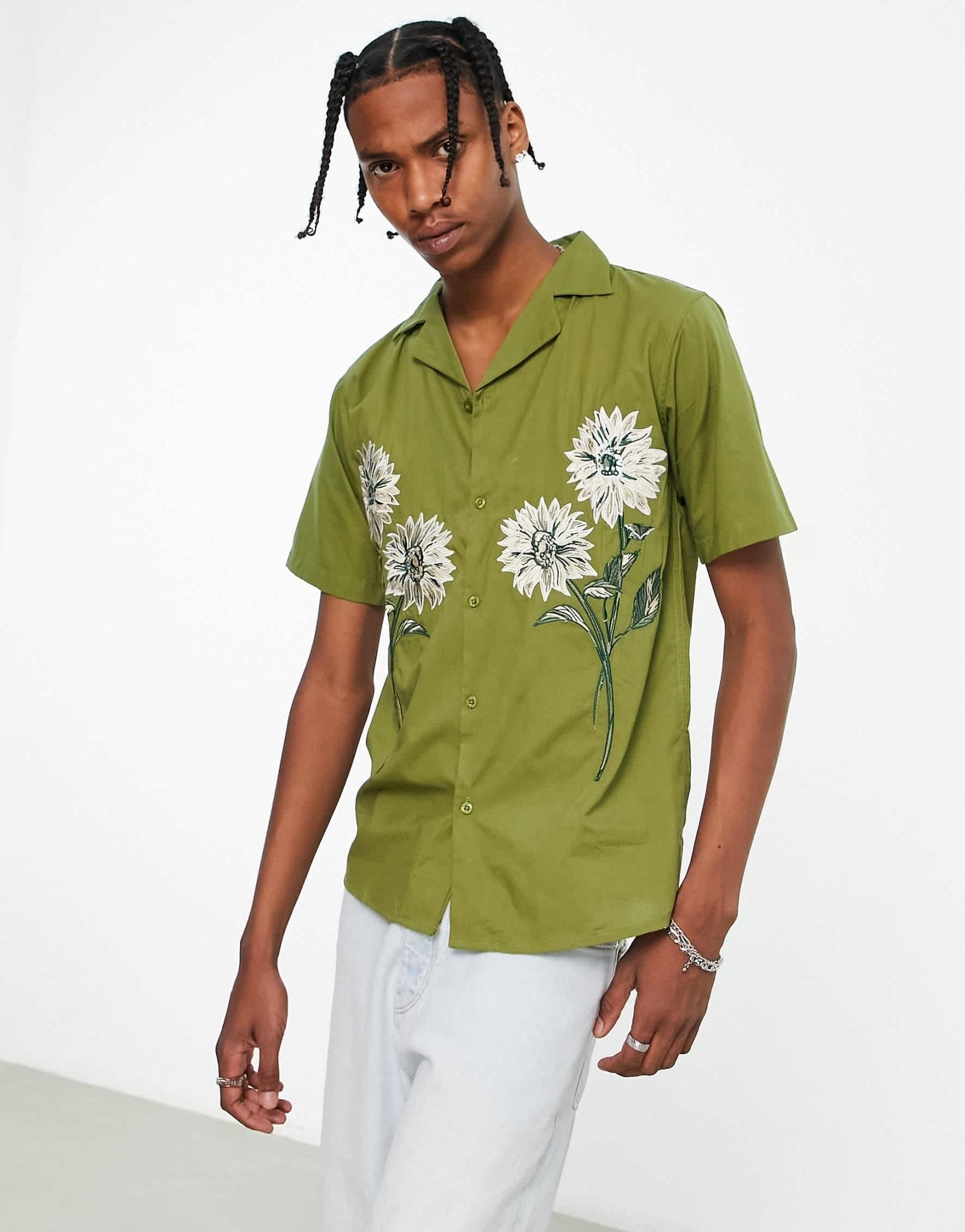 Bolongaro Trevor deep revere collare shirt in khaki - ASOS Sample Sale EU Store