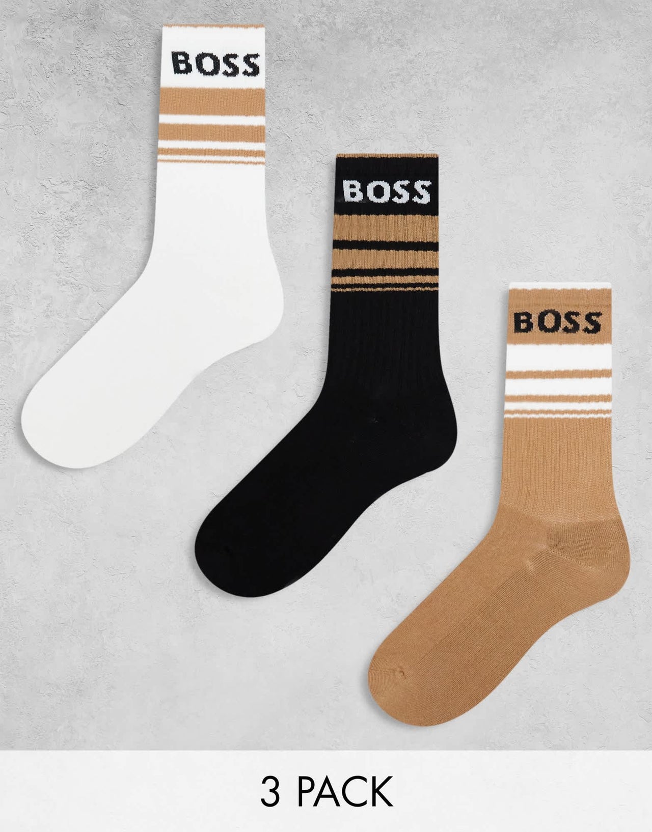 Boss Bodywear 3 pack rib stripe ankle sock in multi - ASOS Sample Sale EU Store