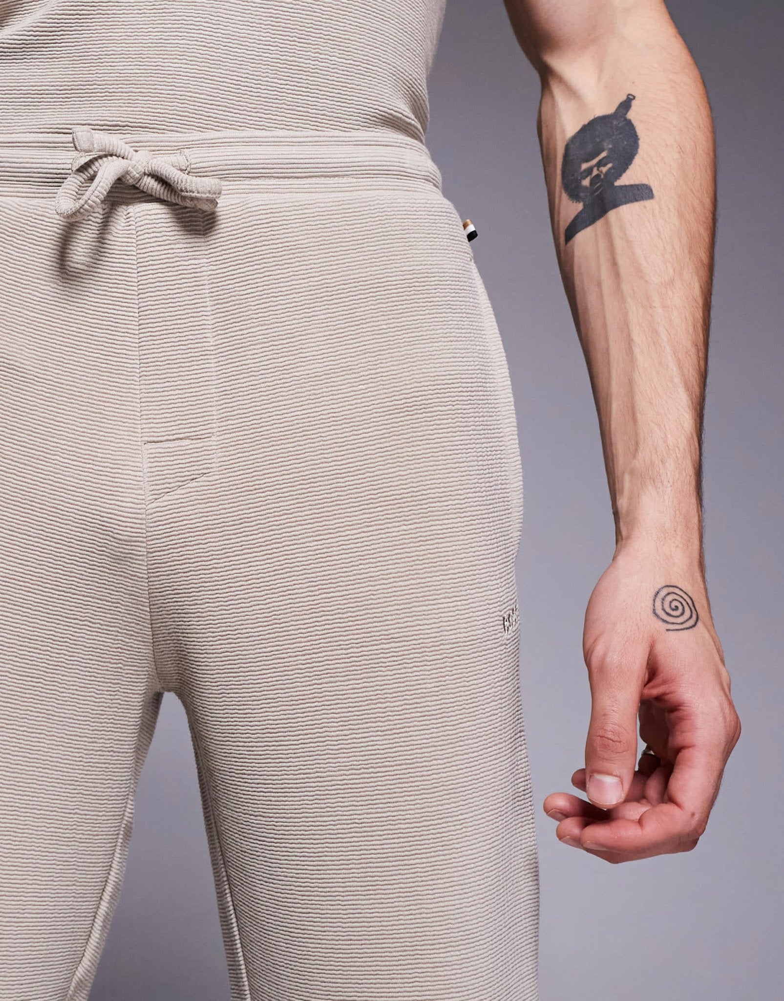 BOSS Bodywear Rib logo shorts in light beige co - ord - ASOS Sample Sale EU Store