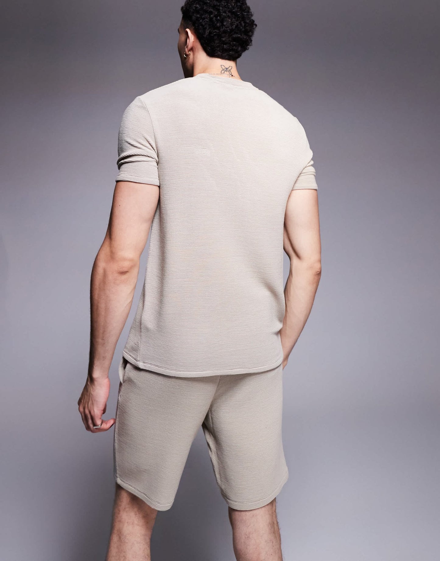 BOSS Bodywear Rib logo shorts in light beige co - ord - ASOS Sample Sale EU Store