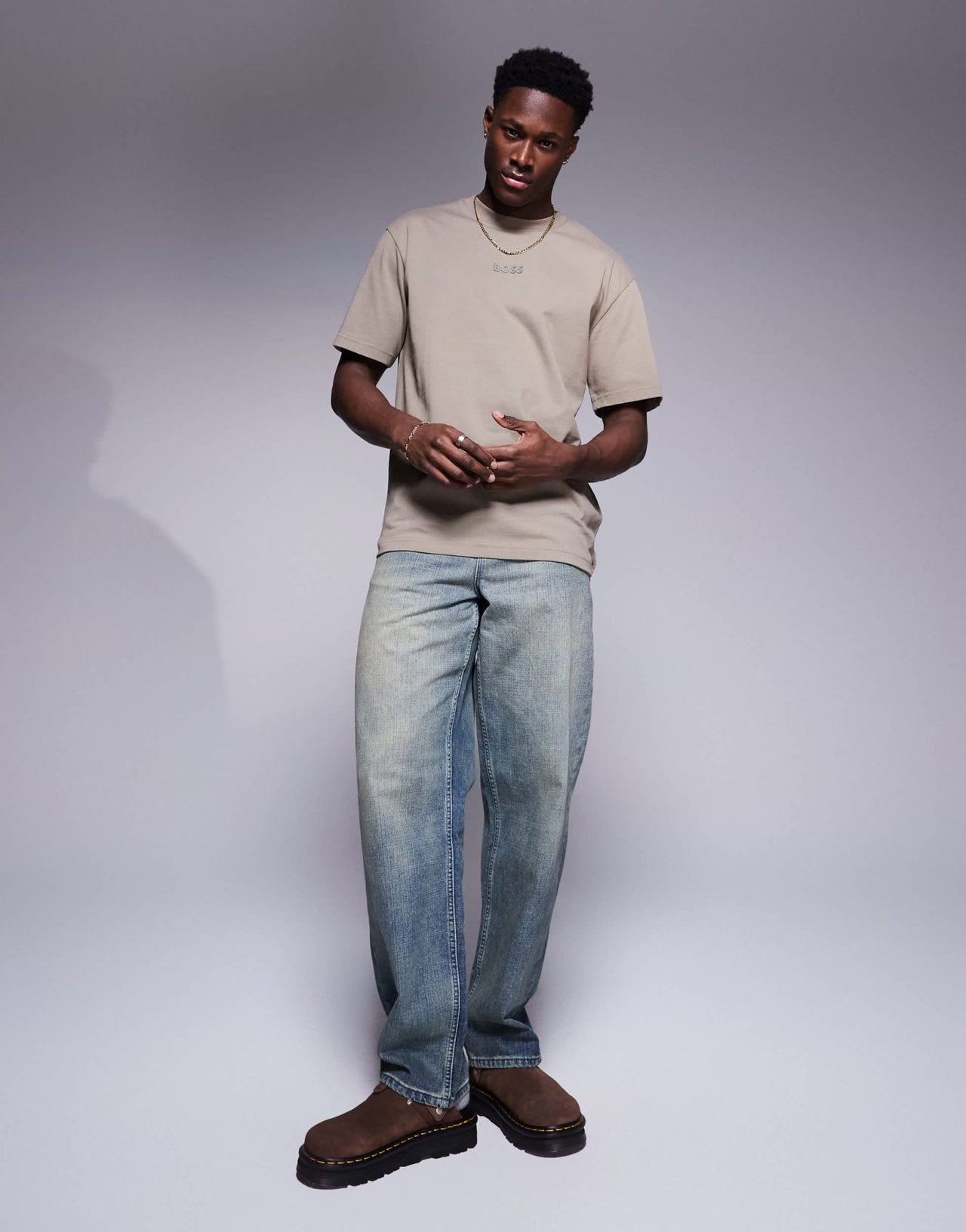 BOSS Green 10 central logo t-shirt oversized fit in mid green - ASOS Sample Sale EU Store