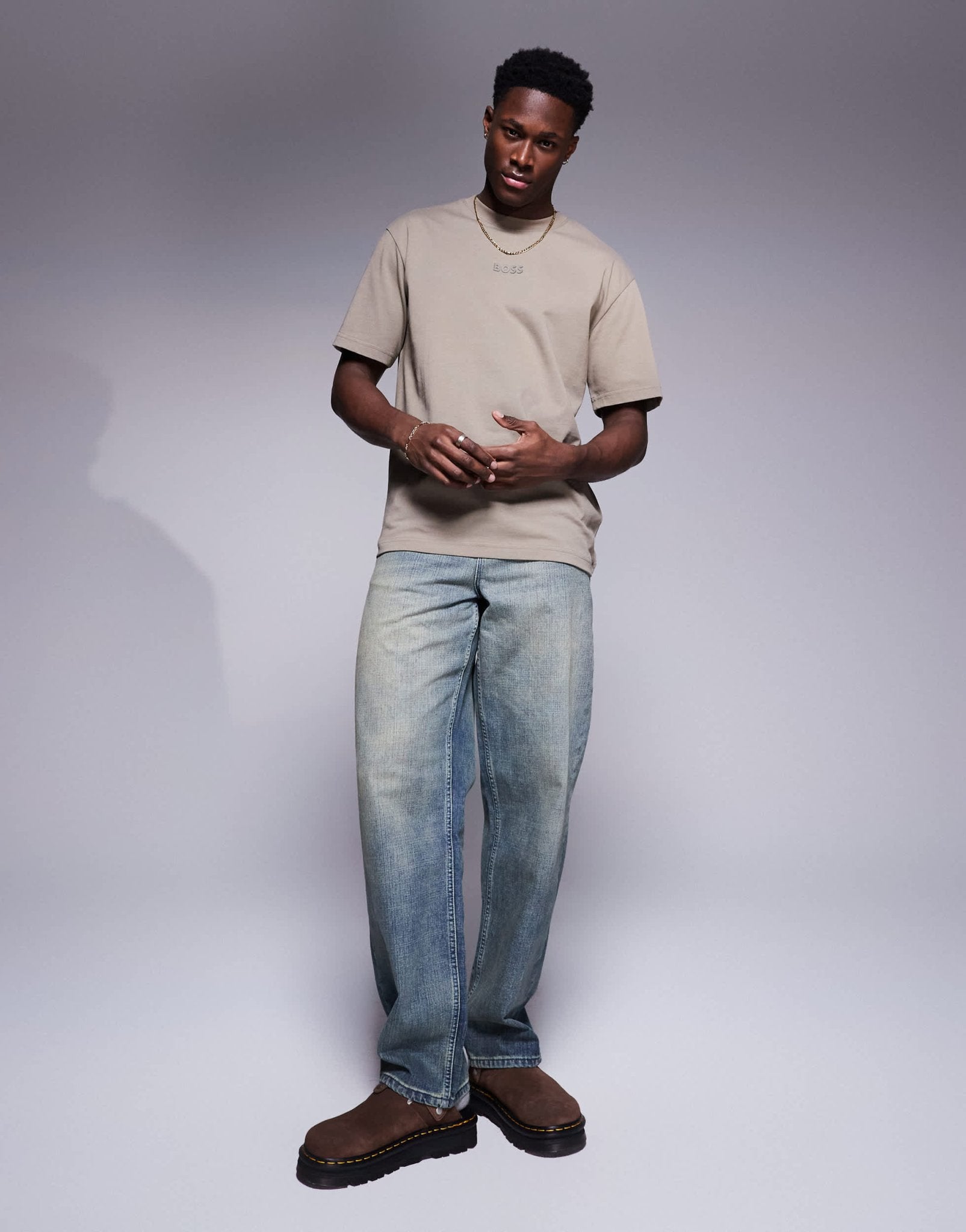 BOSS Green 10 central logo t-shirt oversized fit in mid green - ASOS Sample Sale EU Store