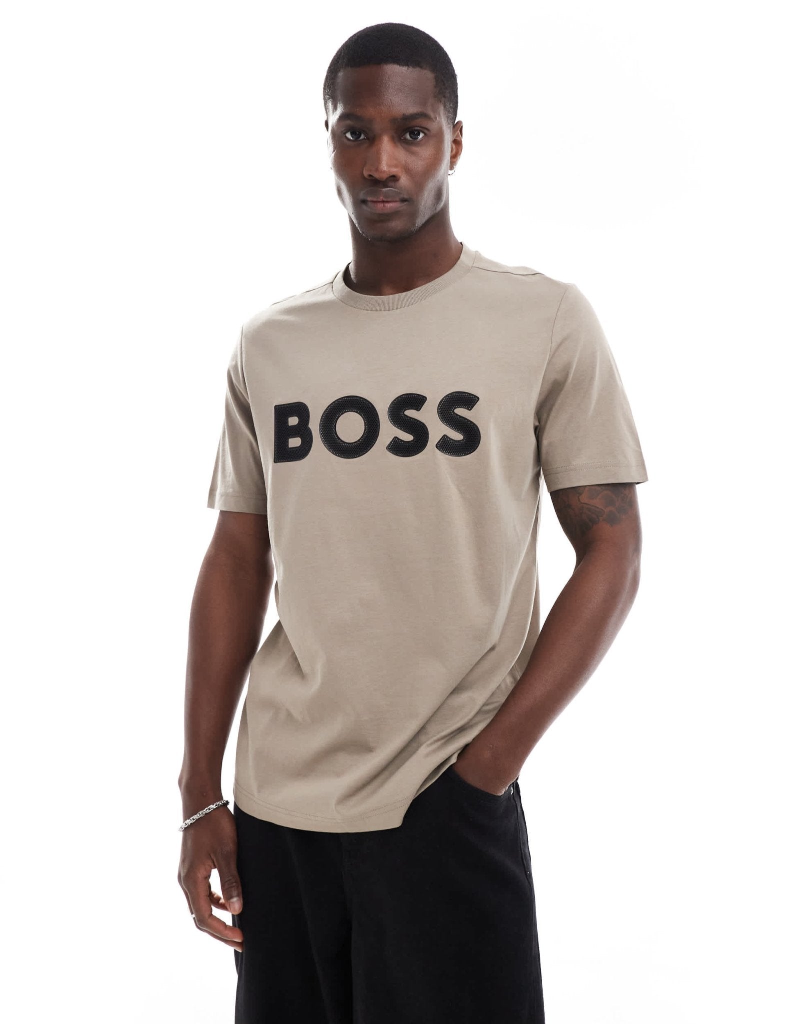 BOSS Green logo t-shirt in khaki - ASOS Sample Sale EU Store