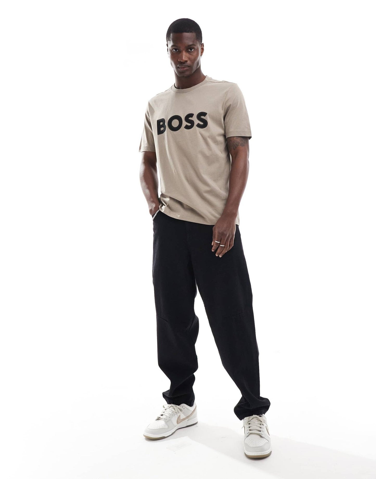 BOSS Green logo t-shirt in khaki - ASOS Sample Sale EU Store