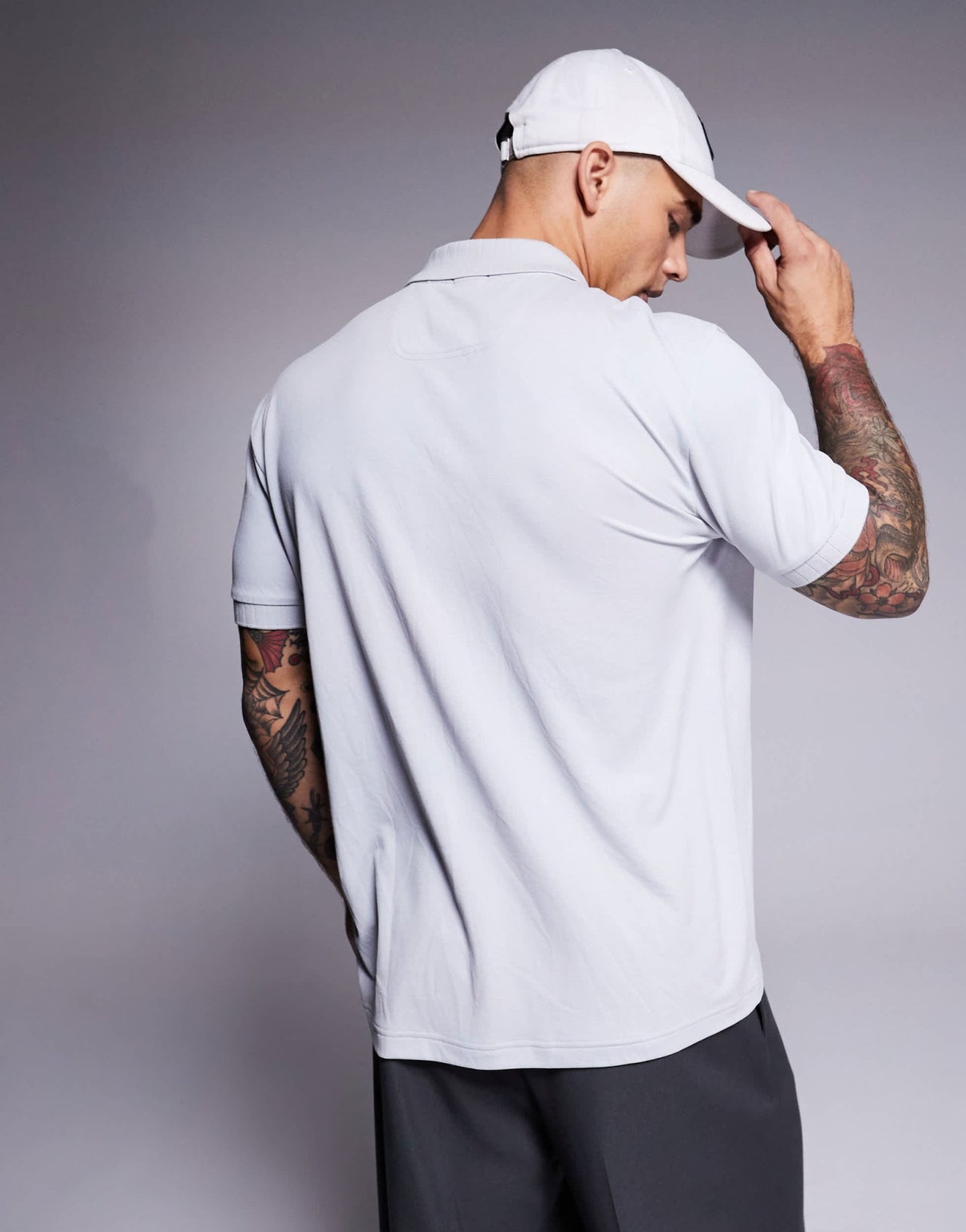 BOSS Green Paddy DropNeedle box logo pique polo regular fit in light grey - ASOS Sample Sale EU Store