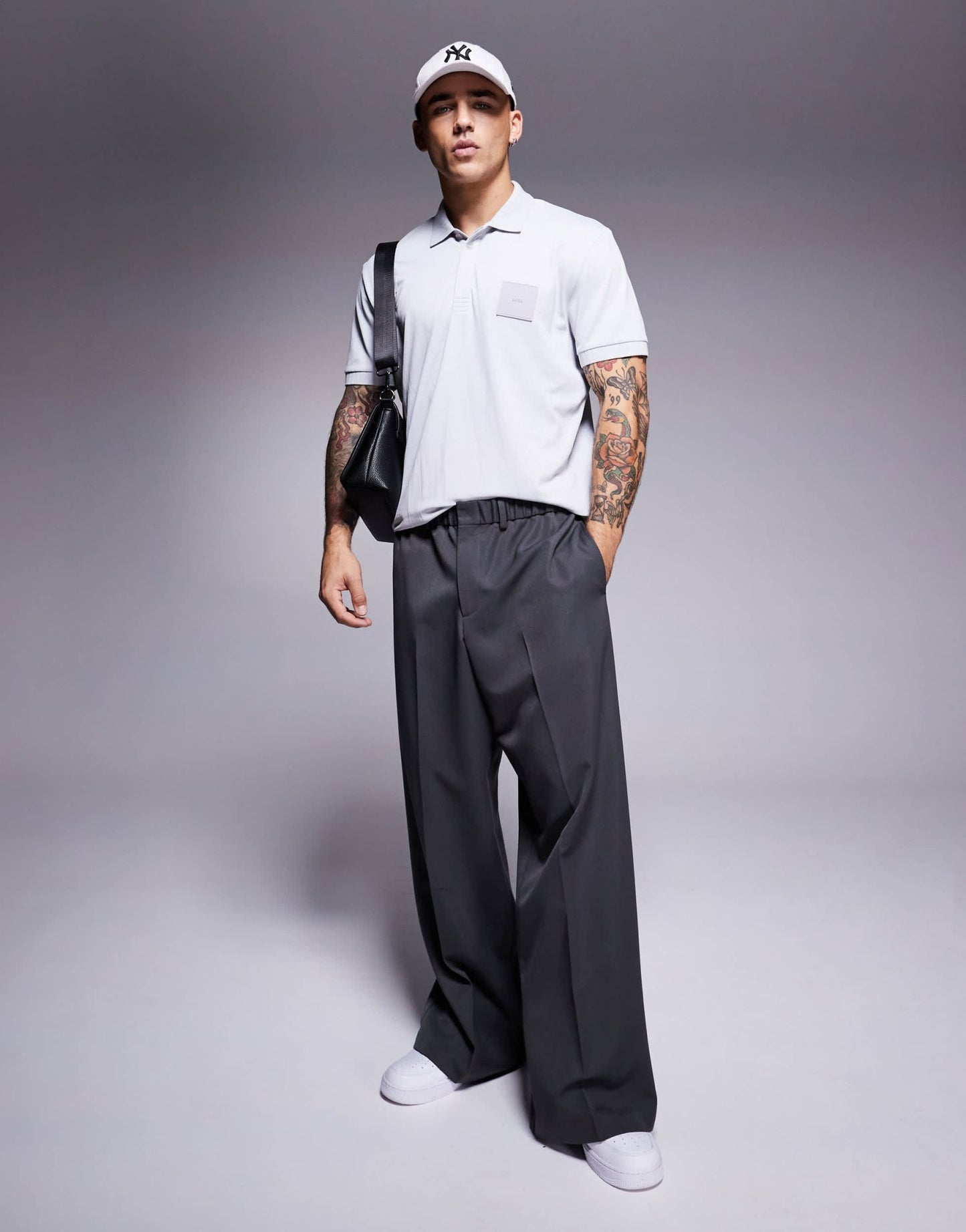 BOSS Green Paddy DropNeedle box logo pique polo regular fit in light grey - ASOS Sample Sale EU Store