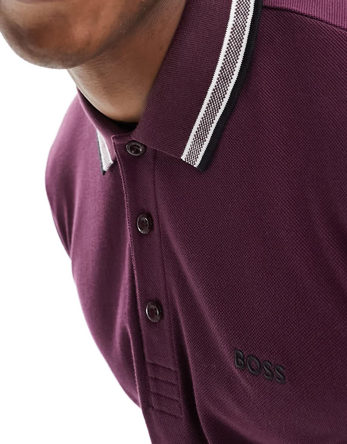 BOSS Green Pilsy long sleeve polo in maroon - ASOS Sample Sale EU Store