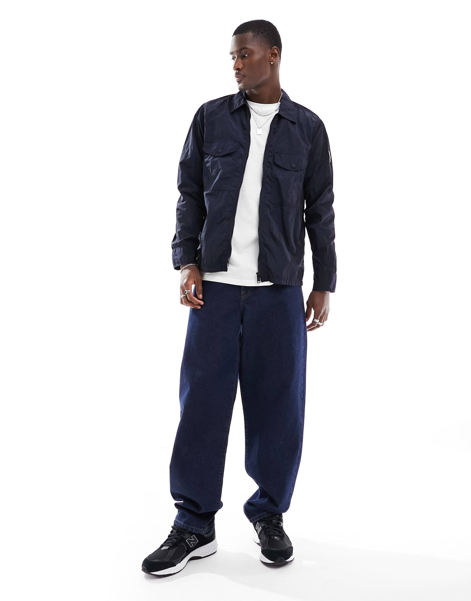 BOSS Orange Lovel - zip8 oversized shacket in navy - ASOS Sample Sale EU Store