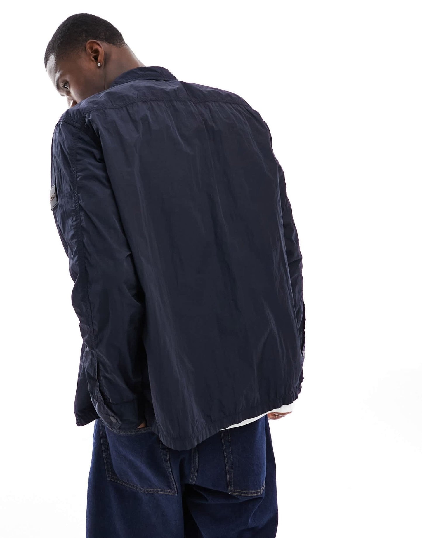 BOSS Orange Lovel - zip8 oversized shacket in navy - ASOS Sample Sale EU Store