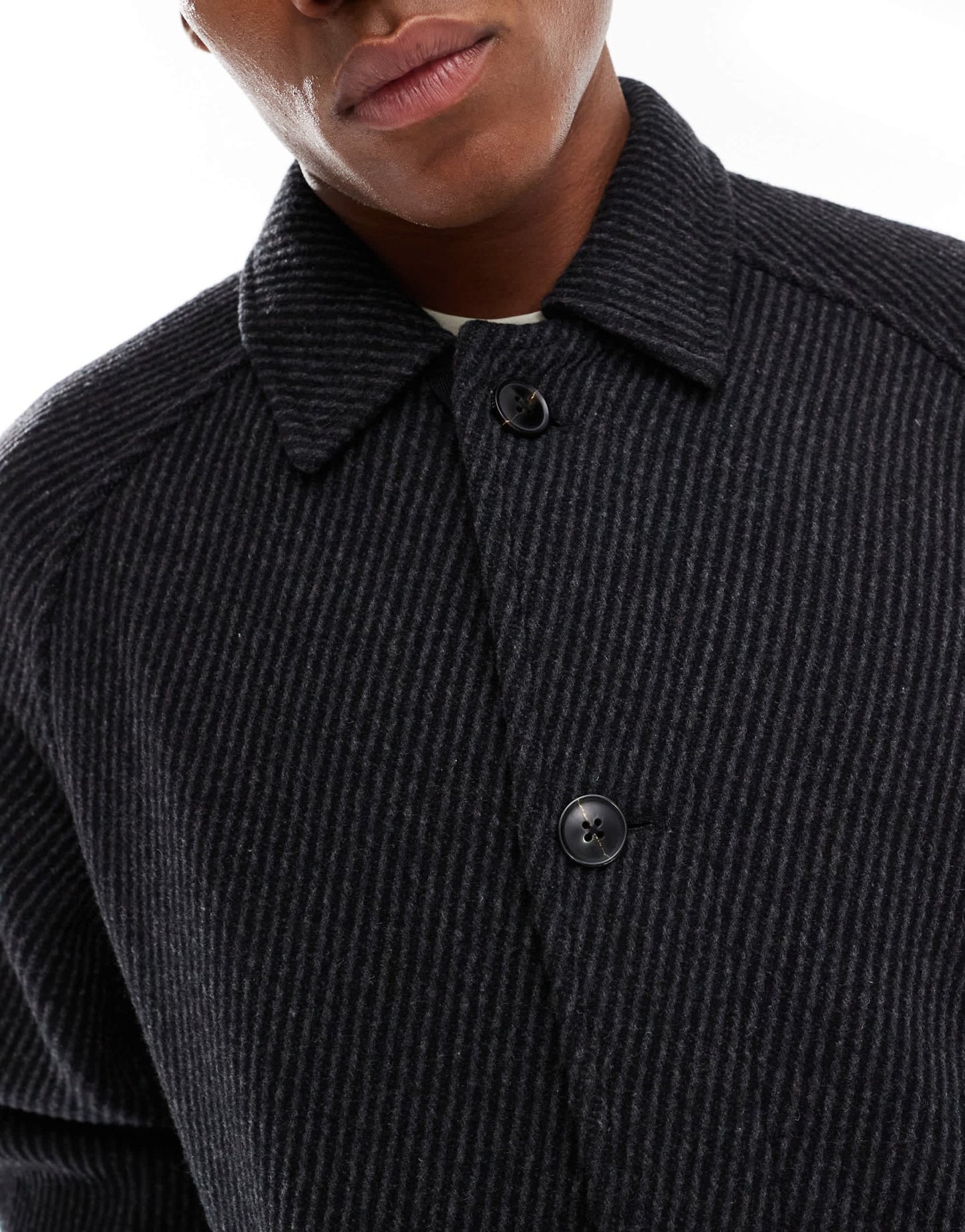 BOSS Orange ocozy herringbone longline overcoat in black and grey - ASOS Sample Sale EU Store