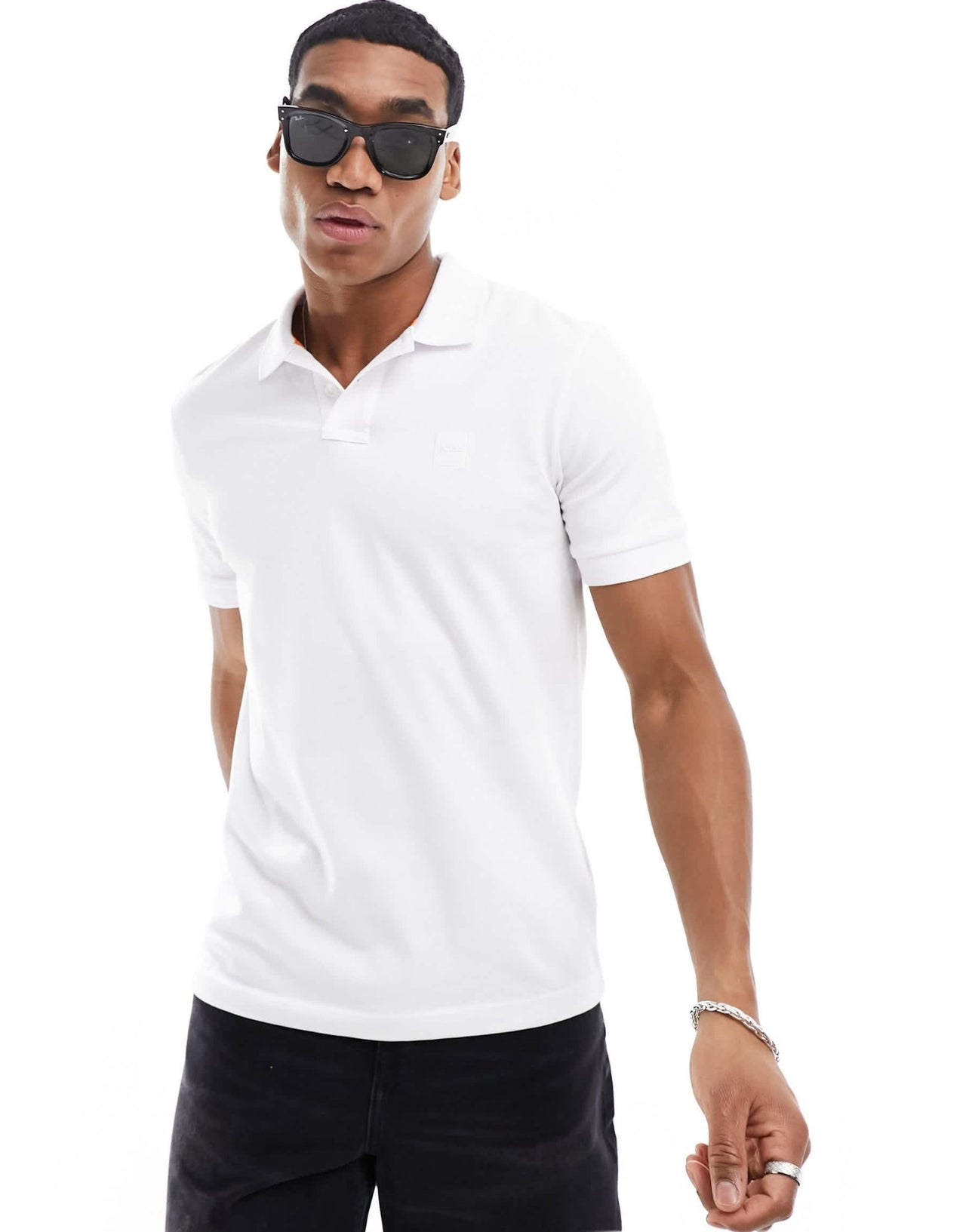 BOSS Orange Passenger slim fit polo in white - ASOS Sample Sale EU Store