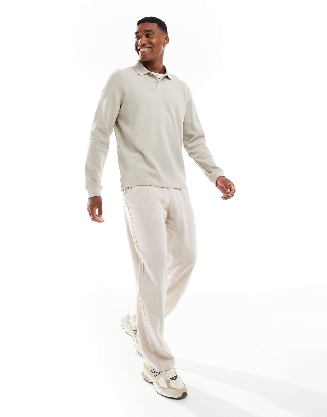 BOSS Orange petempestolong polo shirt in light beige - ASOS Sample Sale EU Store