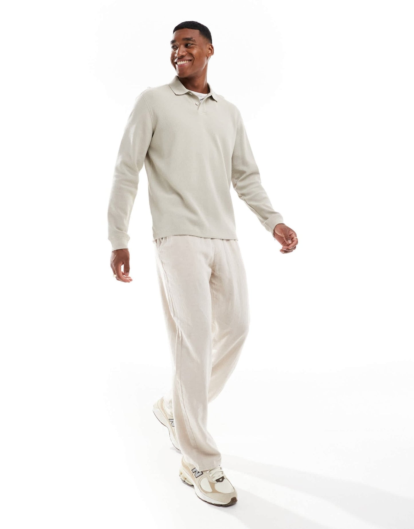 BOSS Orange petempestolong polo shirt in light beige - ASOS Sample Sale EU Store