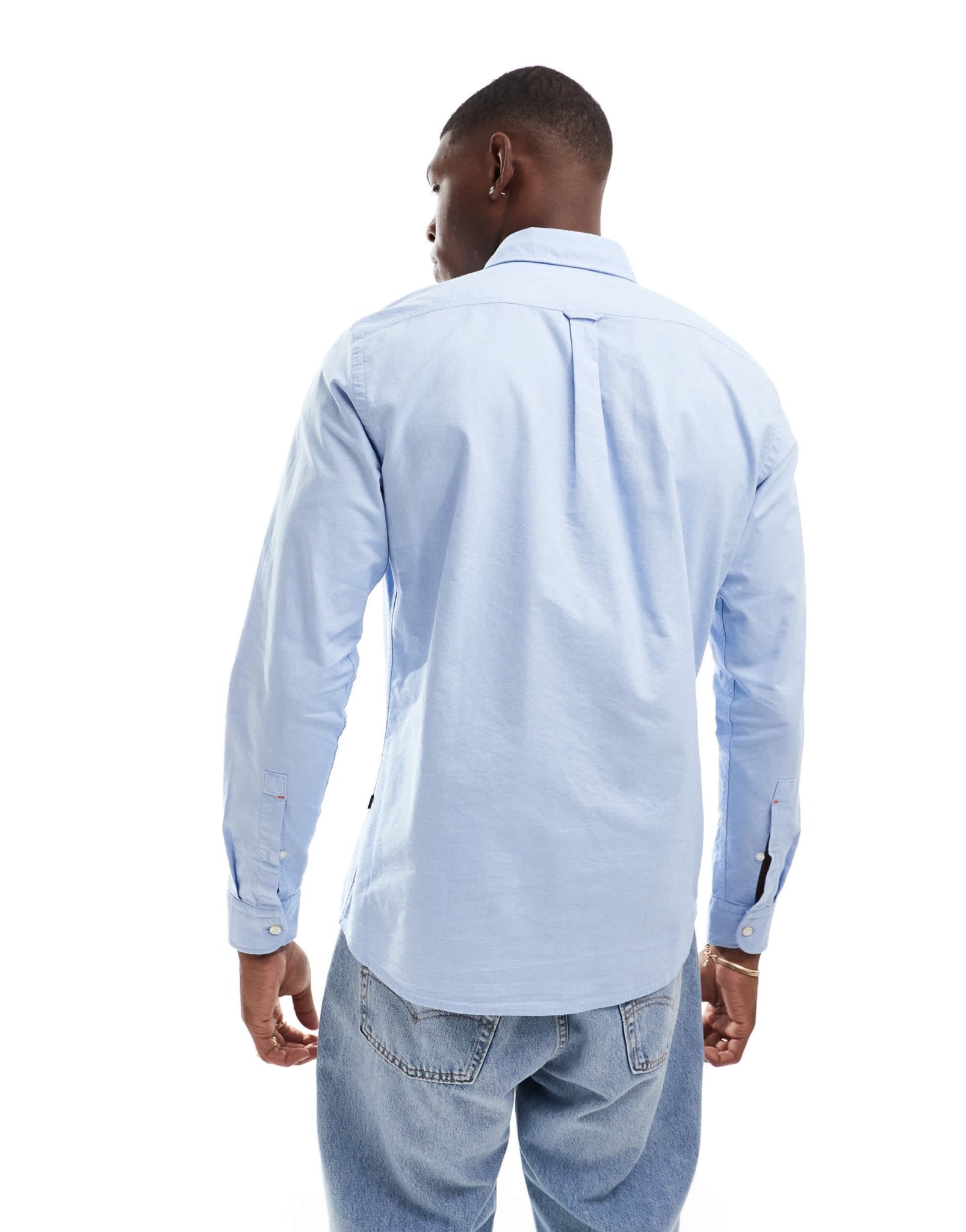BOSS Orange rickert oxford long sleeve shirt in light blue - ASOS Sample Sale EU Store