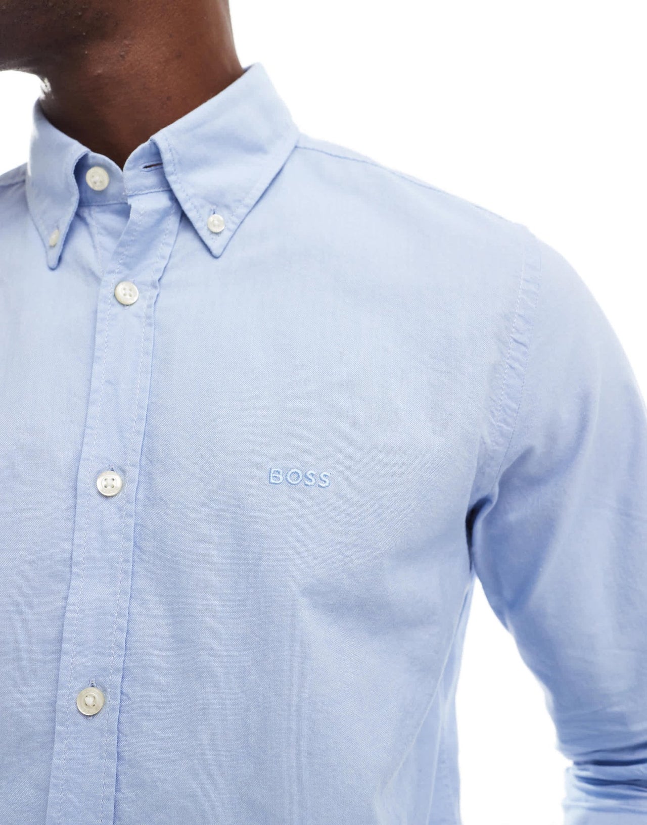 BOSS Orange rickert oxford long sleeve shirt in light blue - ASOS Sample Sale EU Store