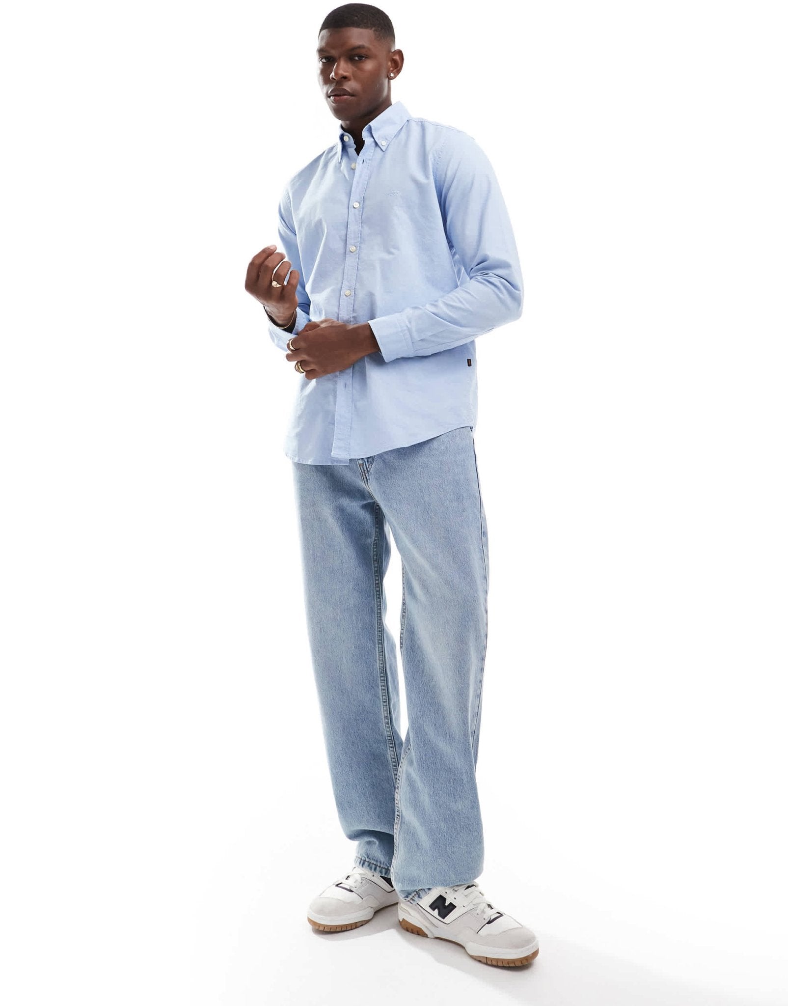 BOSS Orange rickert oxford long sleeve shirt in light blue - ASOS Sample Sale EU Store