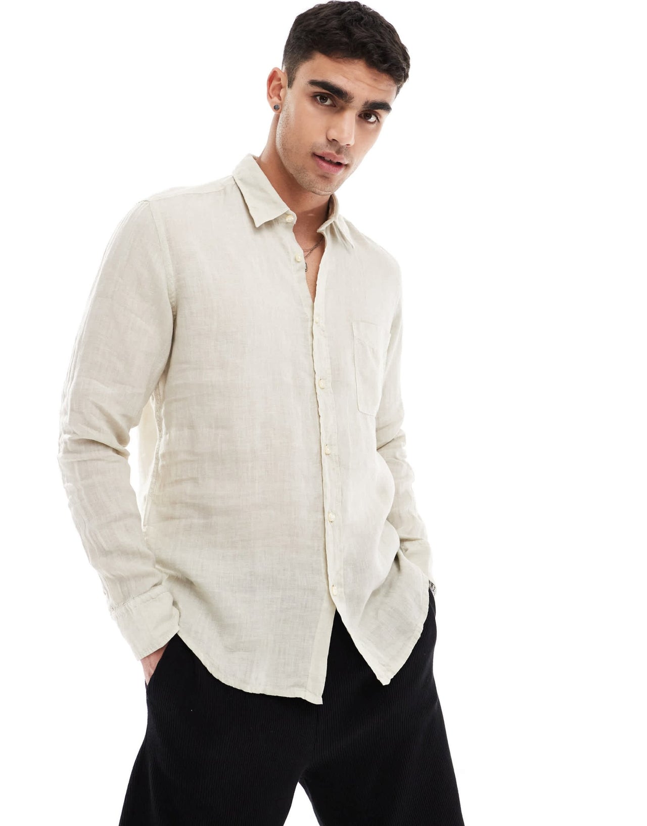 BOSS Orange Rickert shirt in light beige - ASOS Sample Sale EU Store