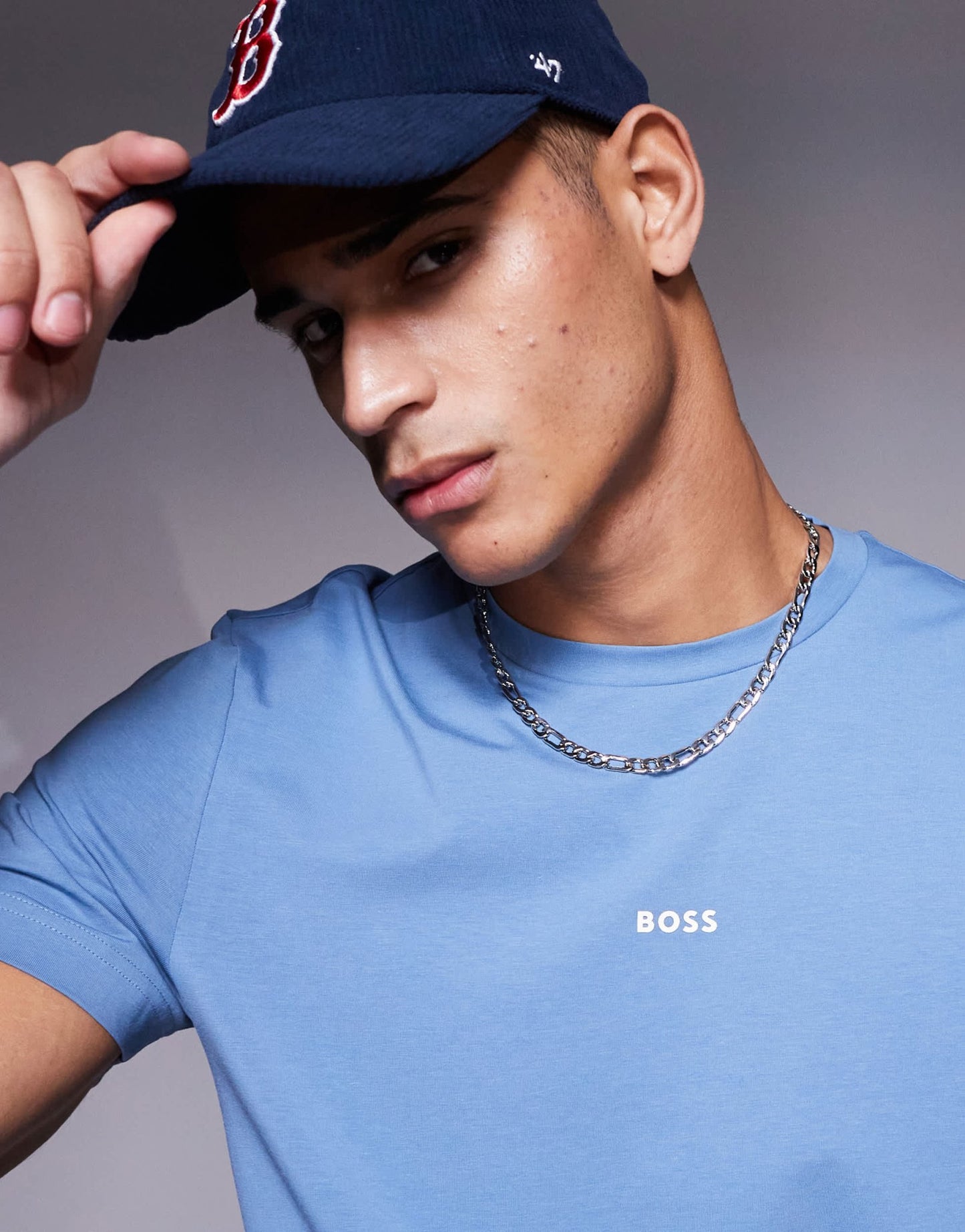 BOSS Orange TChup central logo t-shirt relaxed fit in light blue - ASOS Sample Sale EU Store