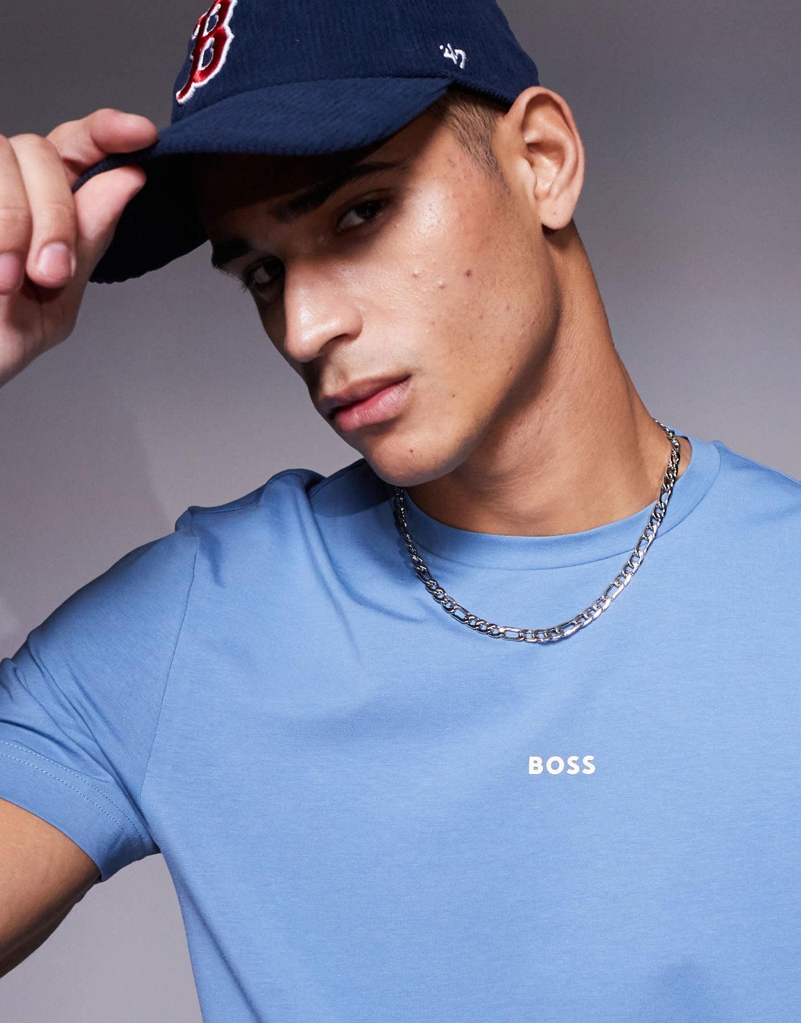 BOSS Orange TChup central logo t-shirt relaxed fit in light blue - ASOS Sample Sale EU Store