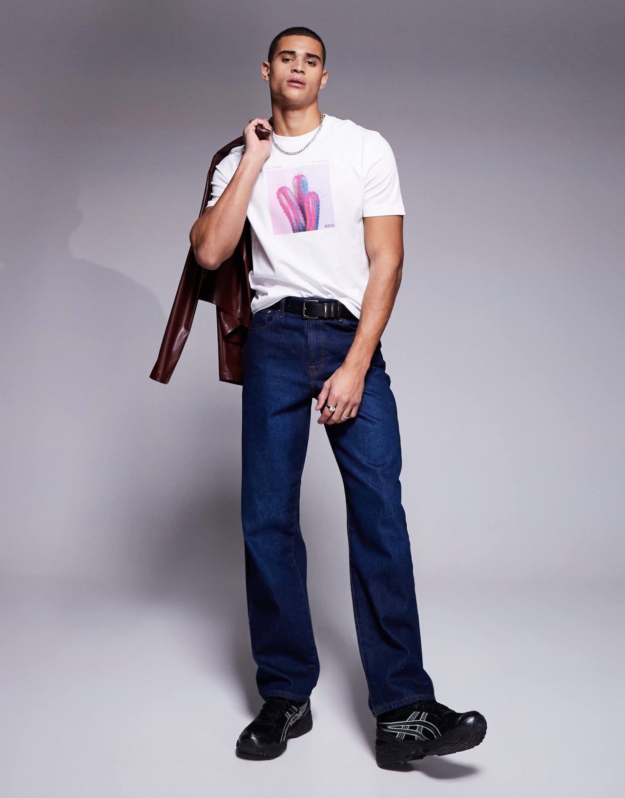 BOSS Orange Te_mextour cactus logo print t-shirt regular fit in white - ASOS Sample Sale EU Store