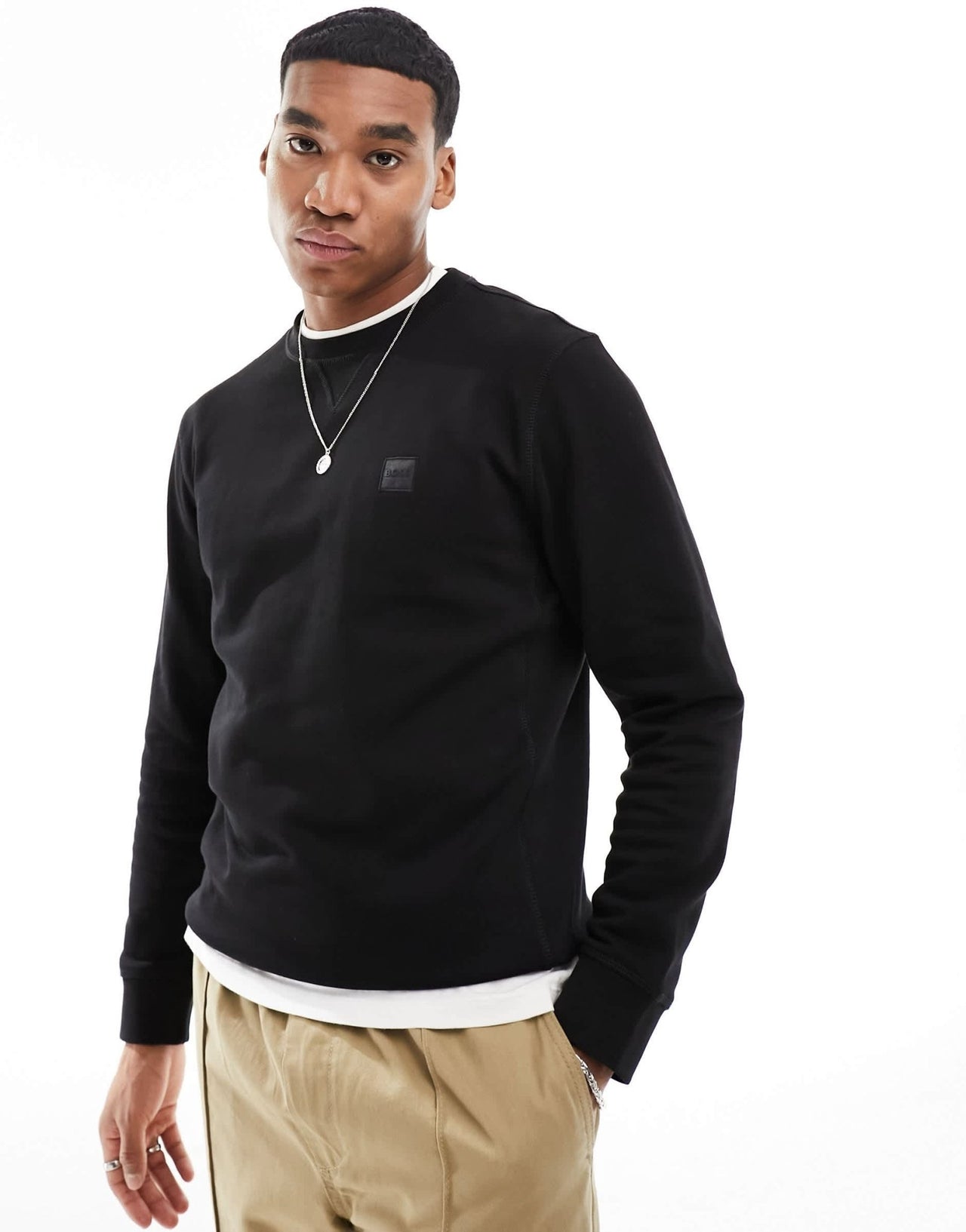 BOSS Orange Westart box logo sweatshirt in black - ASOS Sample Sale EU Store