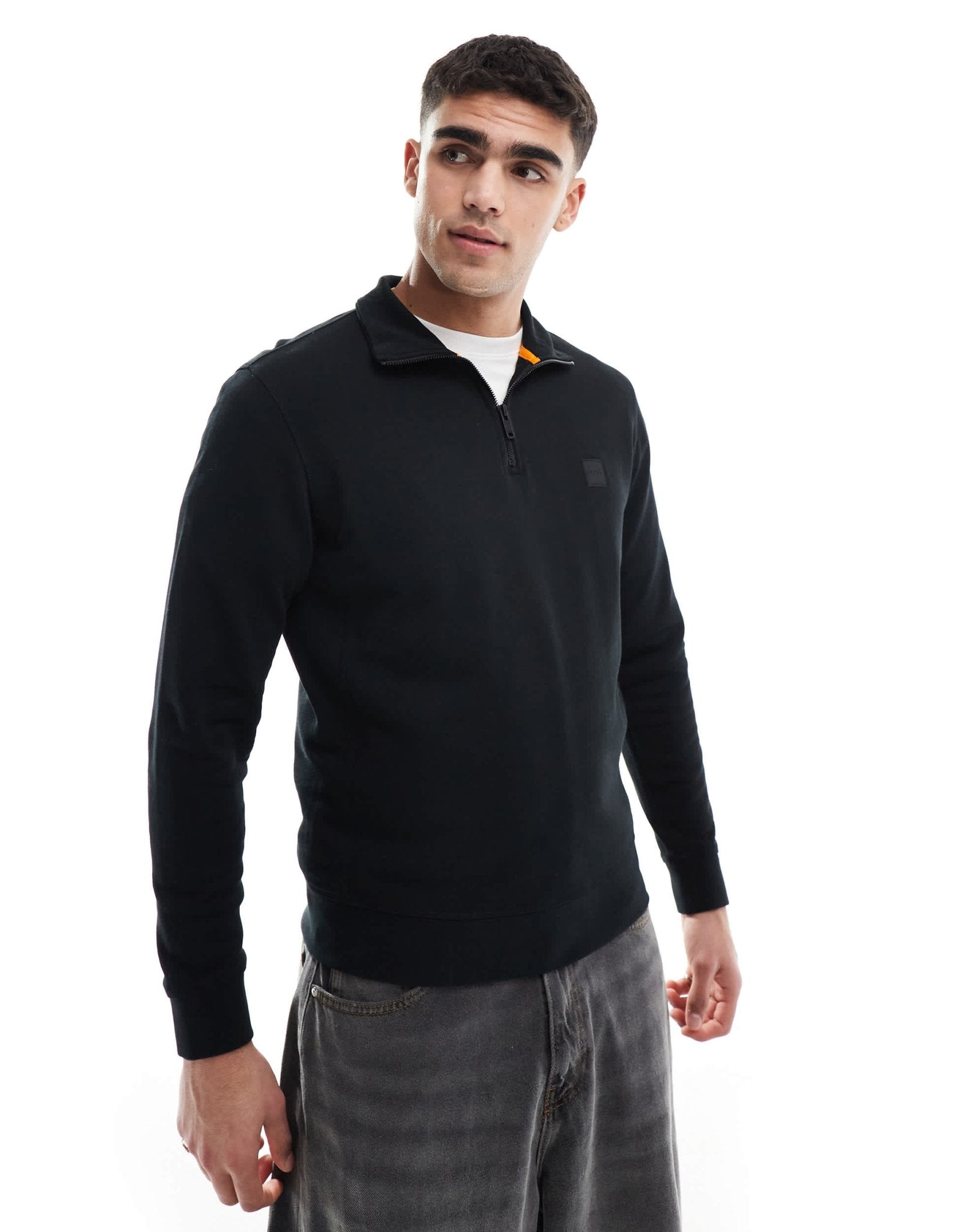 BOSS Orange zetrust half zip sweatshirt in black - ASOS Sample Sale EU Store