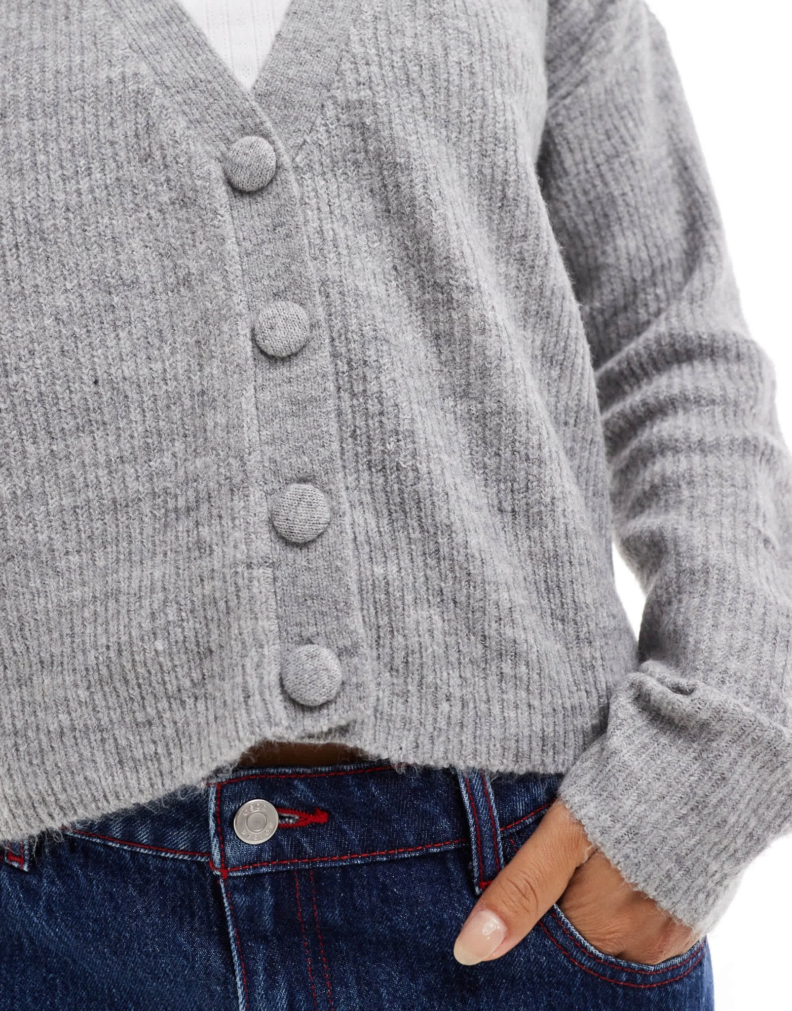 Brave Soul button through fisherman knit cardigan in grey - ASOS Sample Sale EU Store
