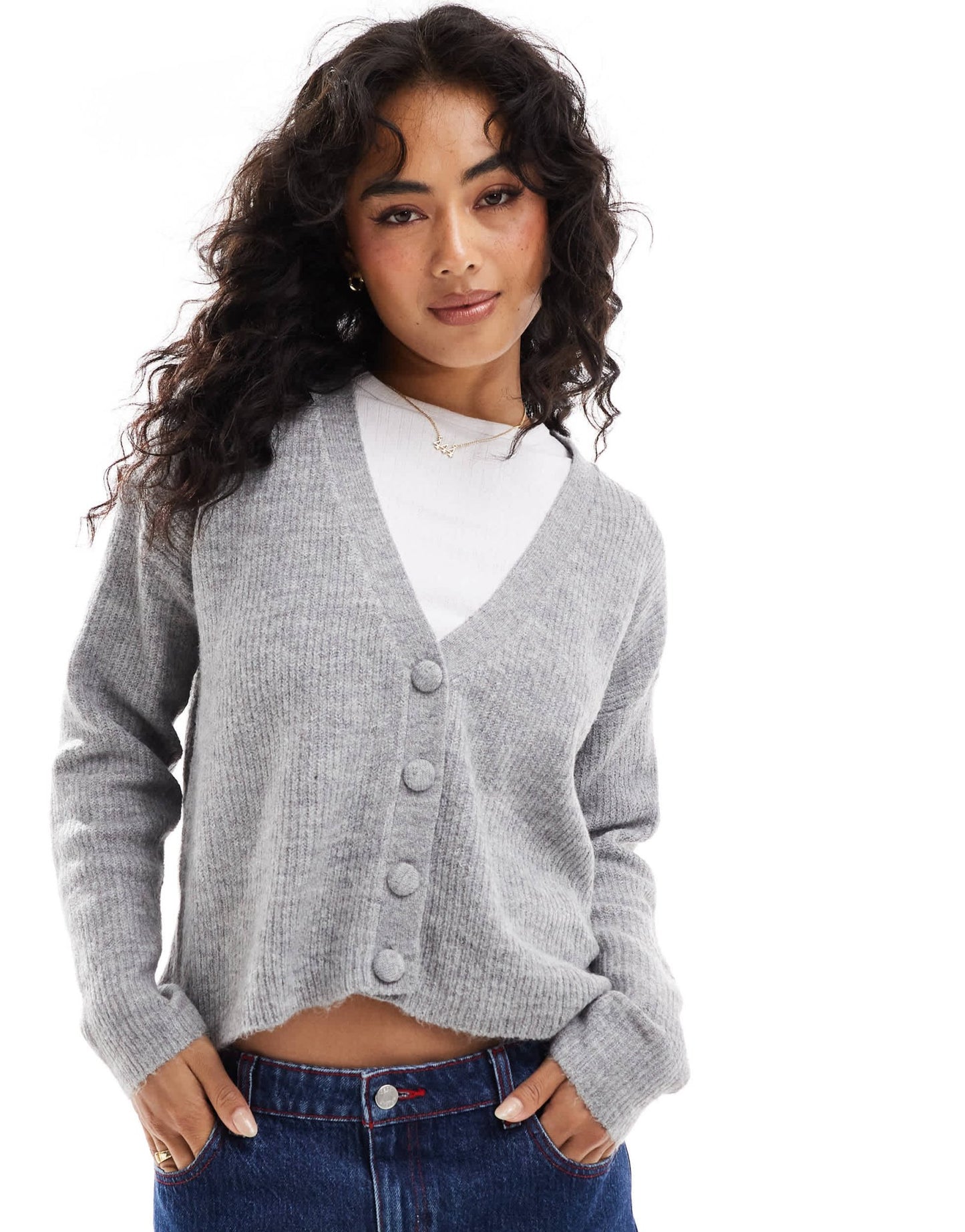 Brave Soul button through fisherman knit cardigan in grey - ASOS Sample Sale EU Store