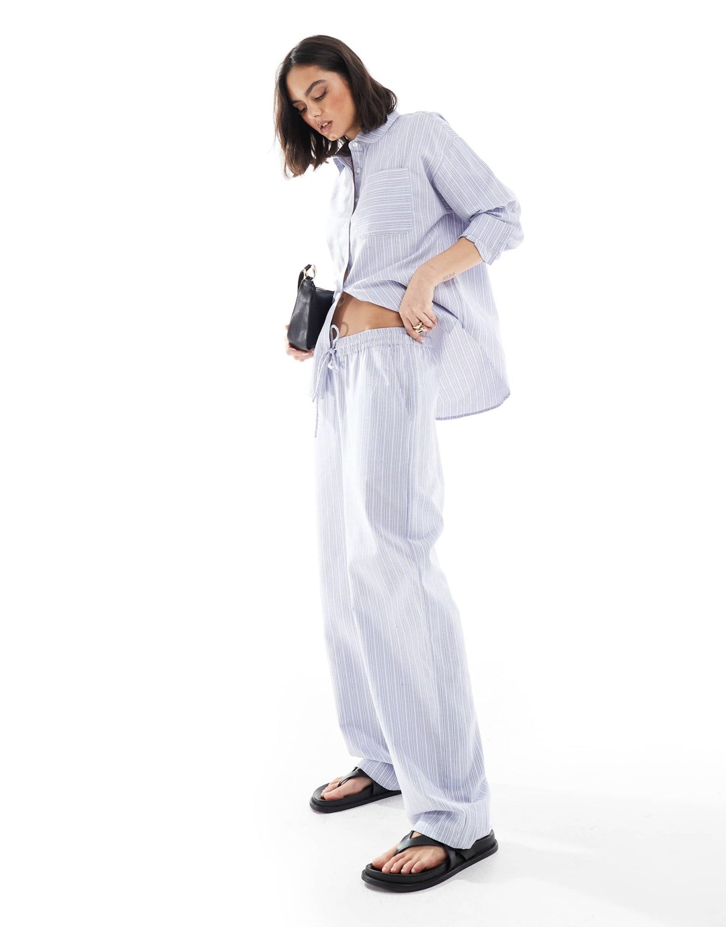 Brave Soul Co - ord blue and white stripe trousers - ASOS Sample Sale EU Store