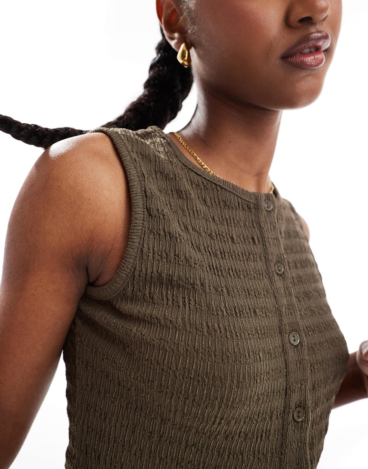 Brave Soul co - ord textured button down vest in brown - ASOS Sample Sale EU Store