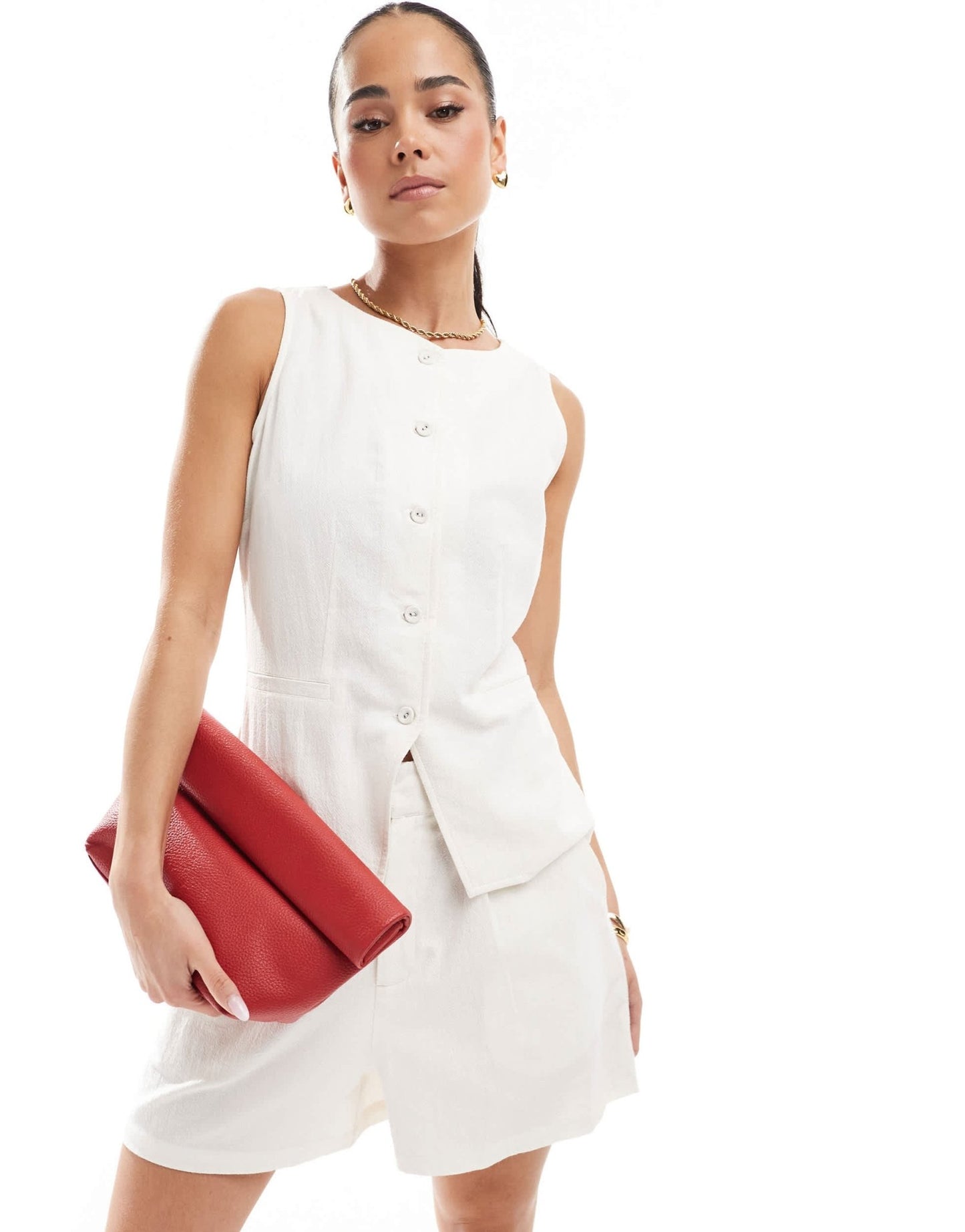 Brave Soul Co - ord textured waistcoat in cream - ASOS Sample Sale EU Store
