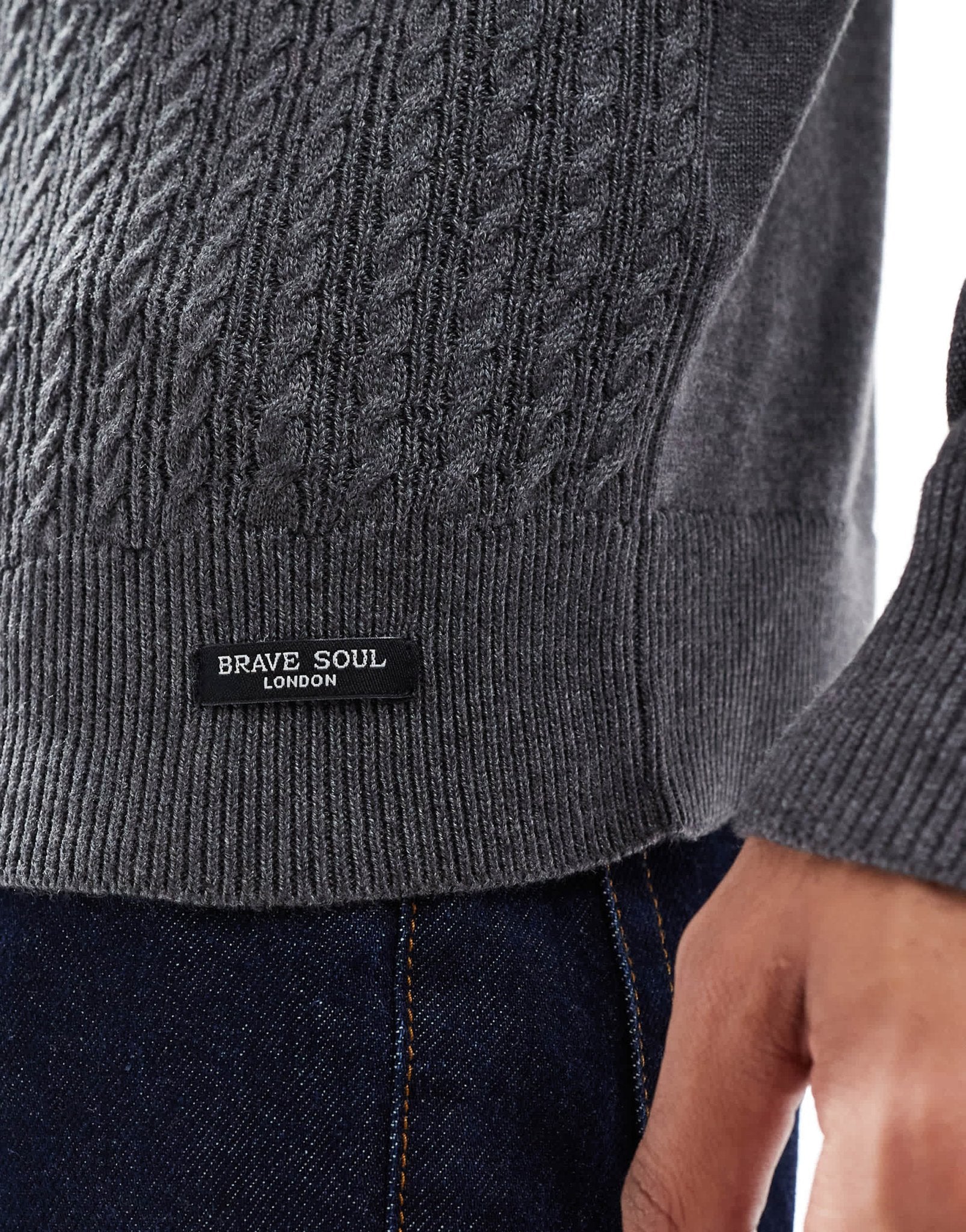 Brave Soul collar detail jumper in charcoal grey - ASOS Sample Sale EU Store