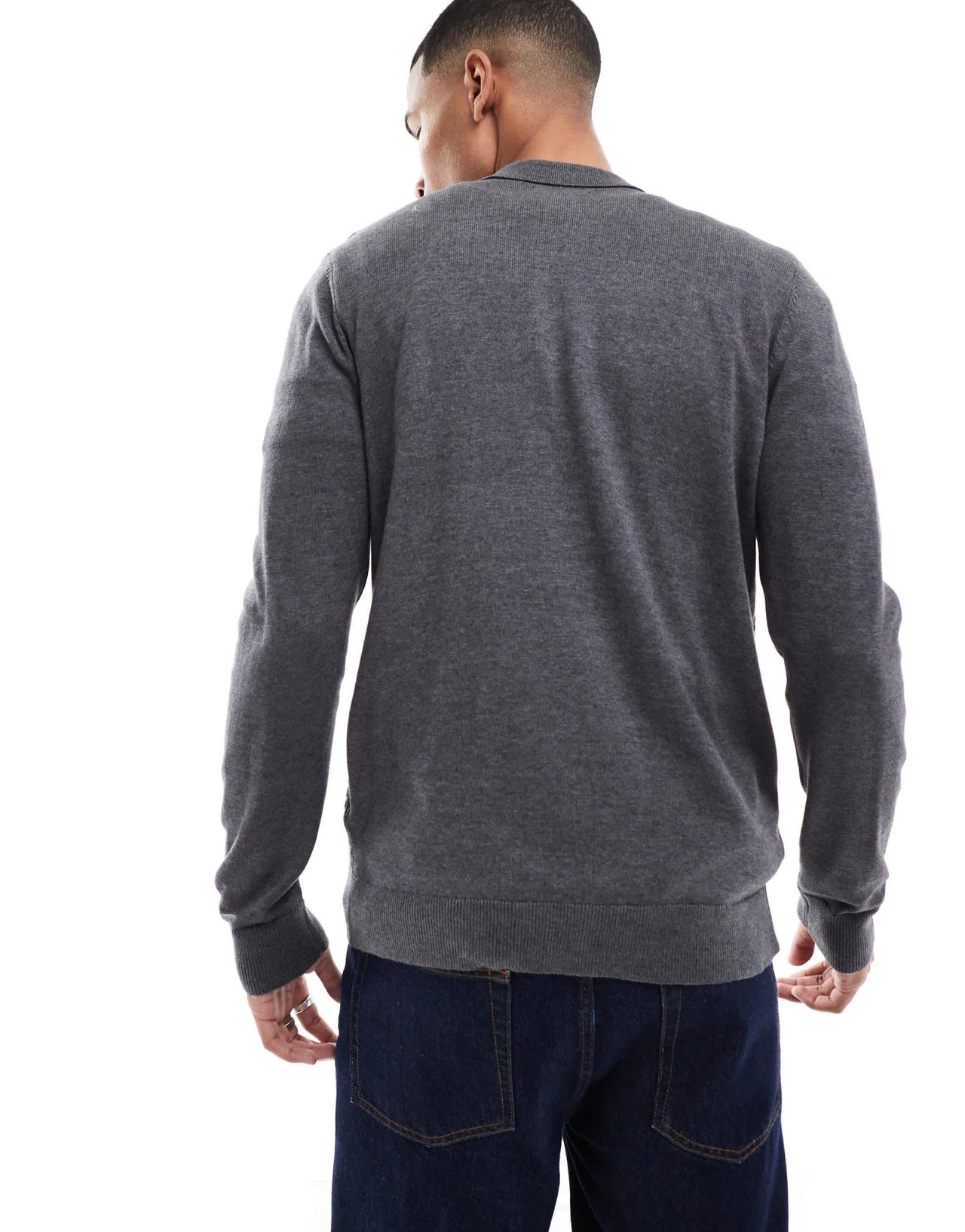 Brave Soul collar detail jumper in charcoal grey - ASOS Sample Sale EU Store