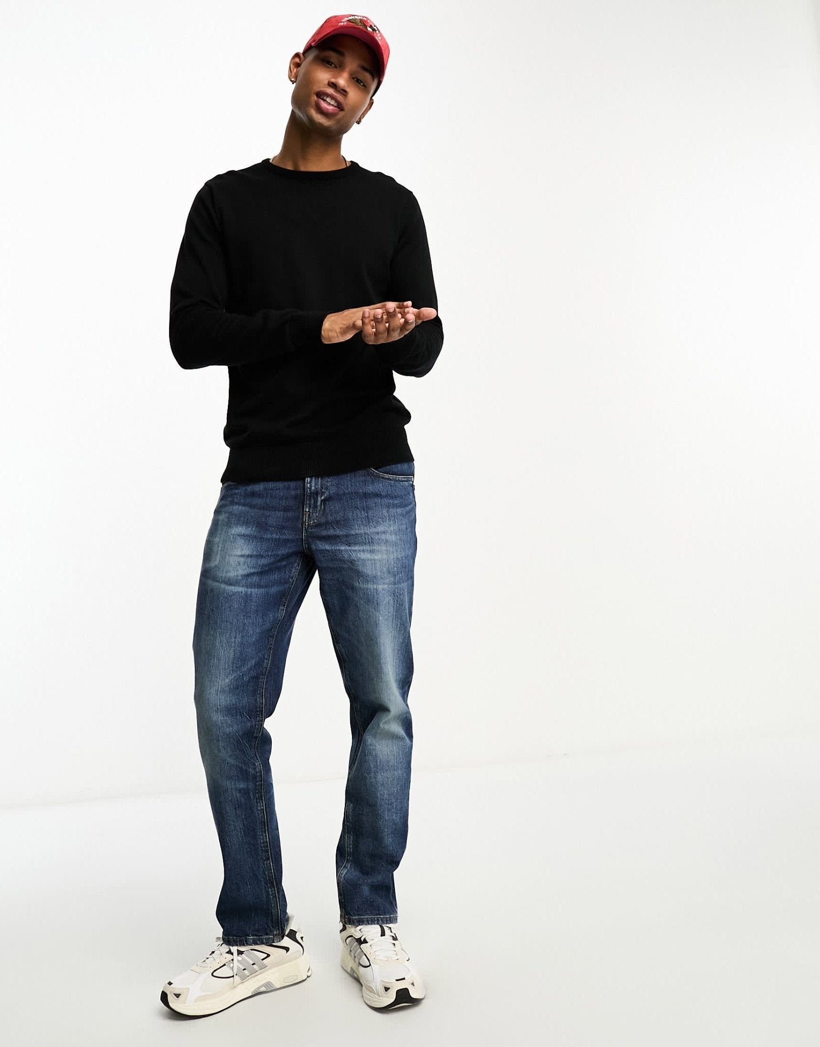 Brave Soul cotton crew neck jumper in black - ASOS Sample Sale EU Store