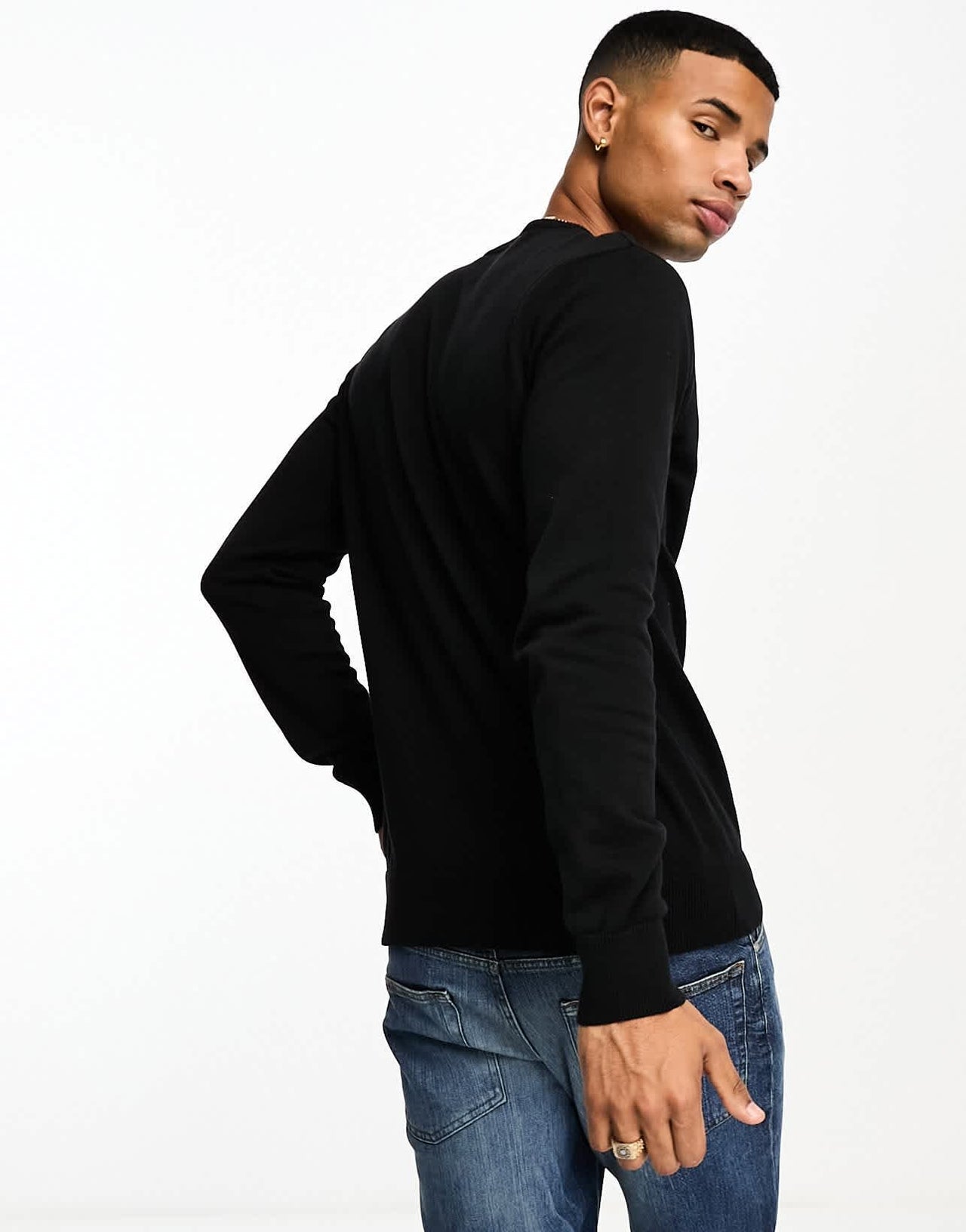 Brave Soul cotton crew neck jumper in black - ASOS Sample Sale EU Store
