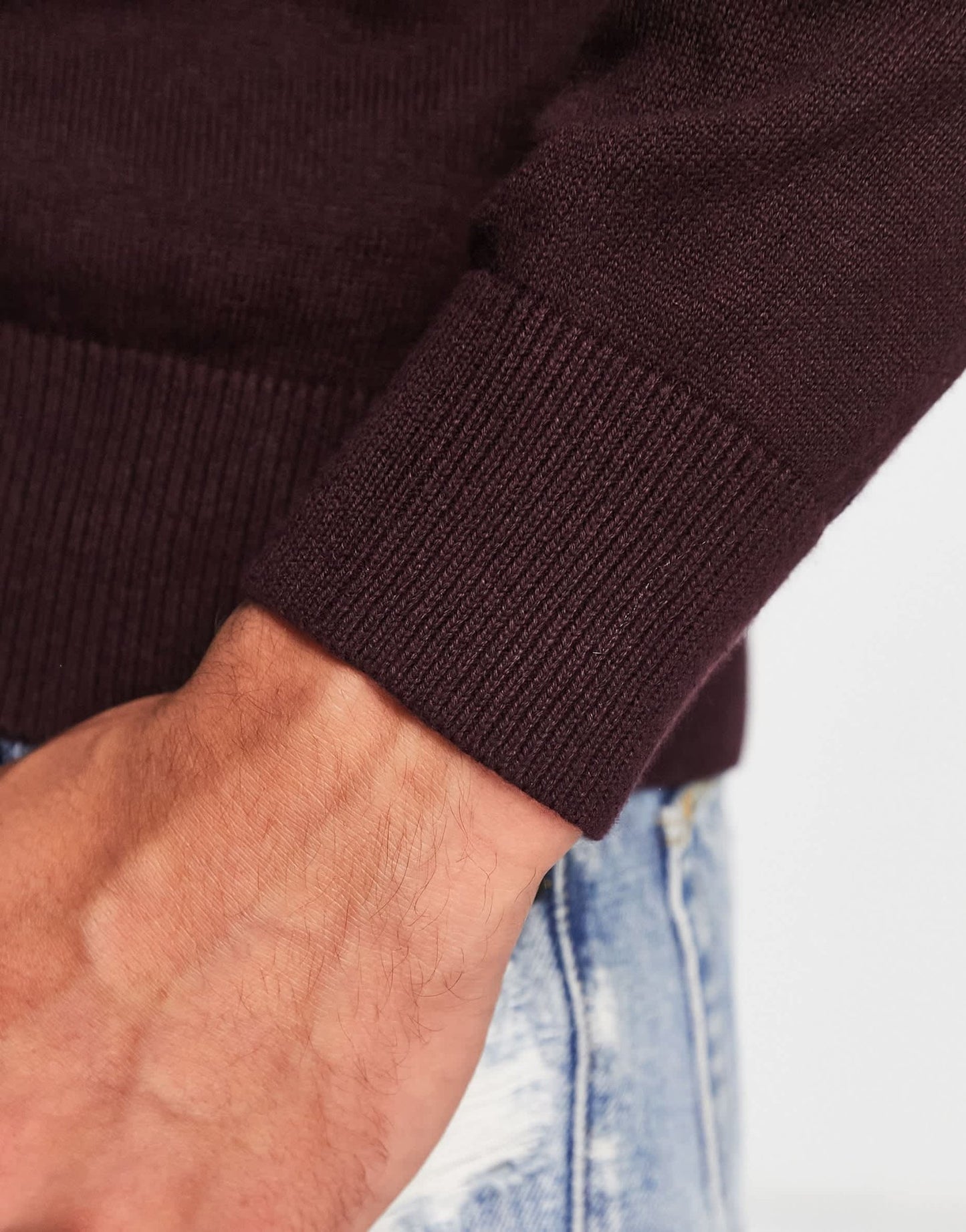 Brave Soul cotton crew neck jumper in ox blood - ASOS Sample Sale EU Store
