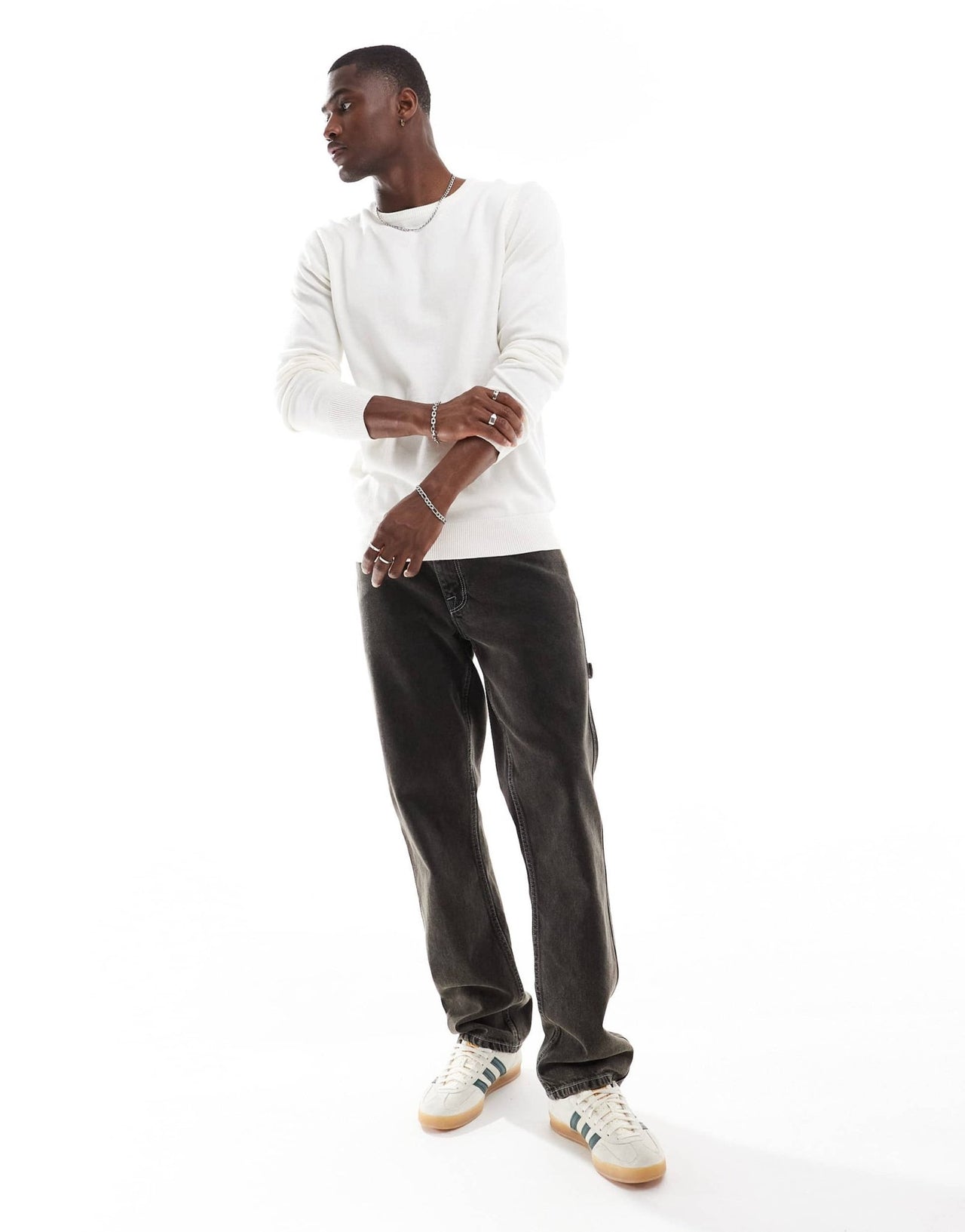 Brave Soul crew neck jumper in vintage white - ASOS Sample Sale EU Store