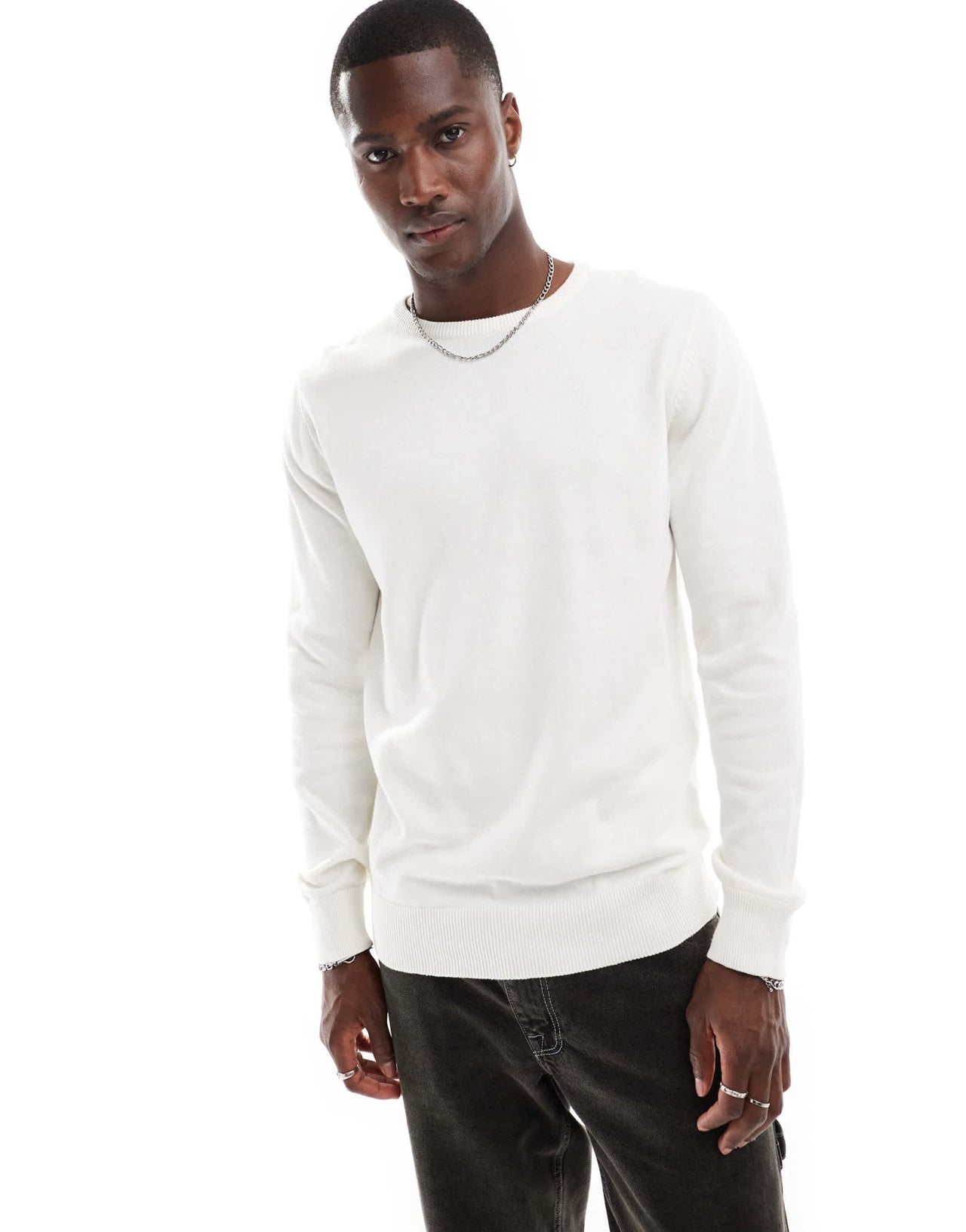 Brave Soul crew neck jumper in vintage white - ASOS Sample Sale EU Store