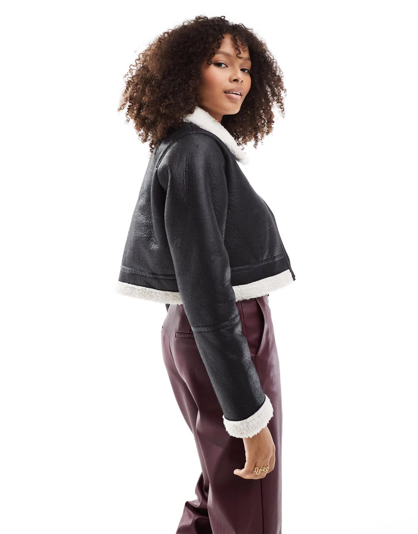 Brave Soul cropped bonded aviator jacket in black - ASOS Sample Sale EU Store